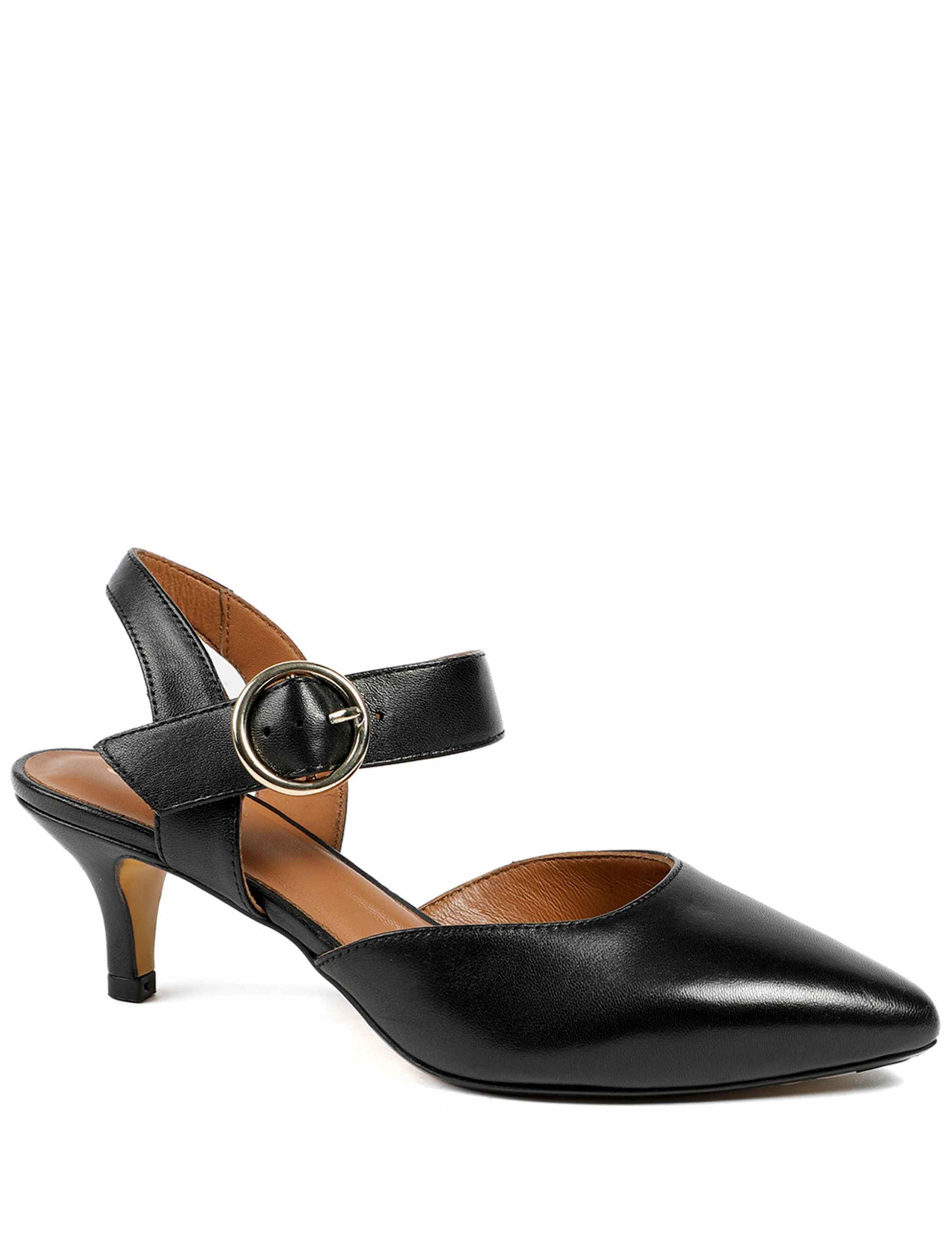 Leather Buckle Kitten Heel Court Shoes 2 of 6