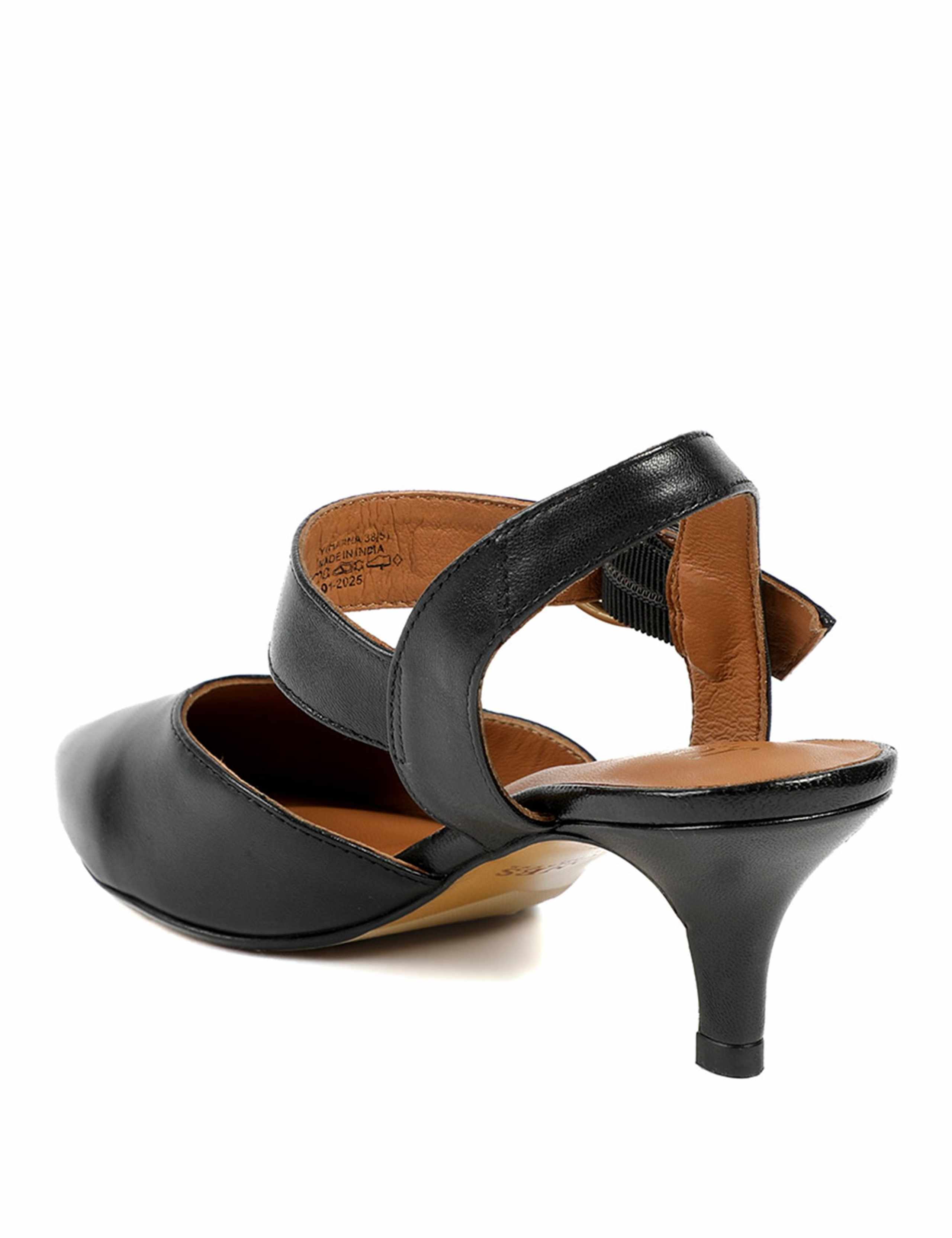 Leather Buckle Kitten Heel Court Shoes 4 of 6