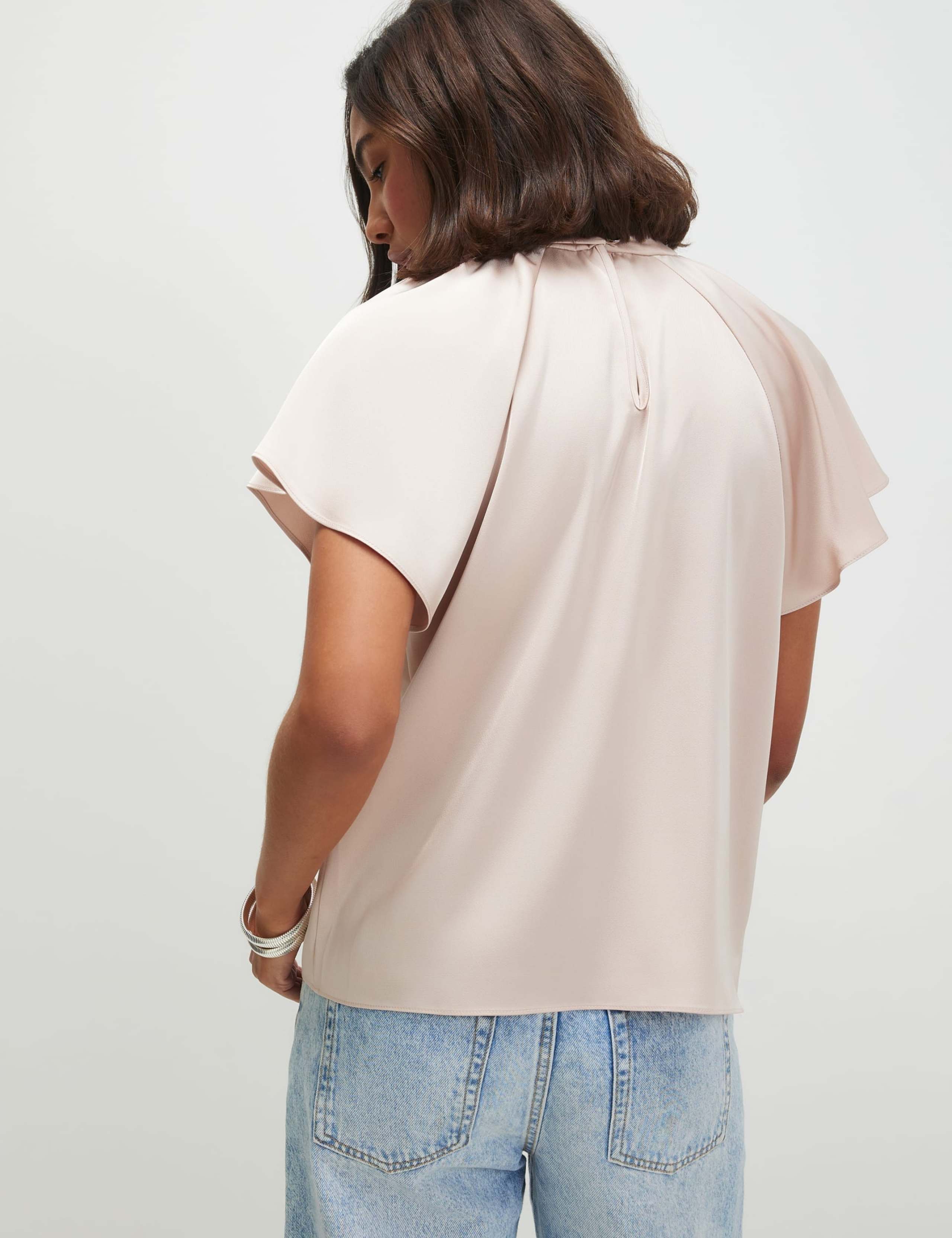 Satin Angel Sleeve Twist Front Top 2 of 4