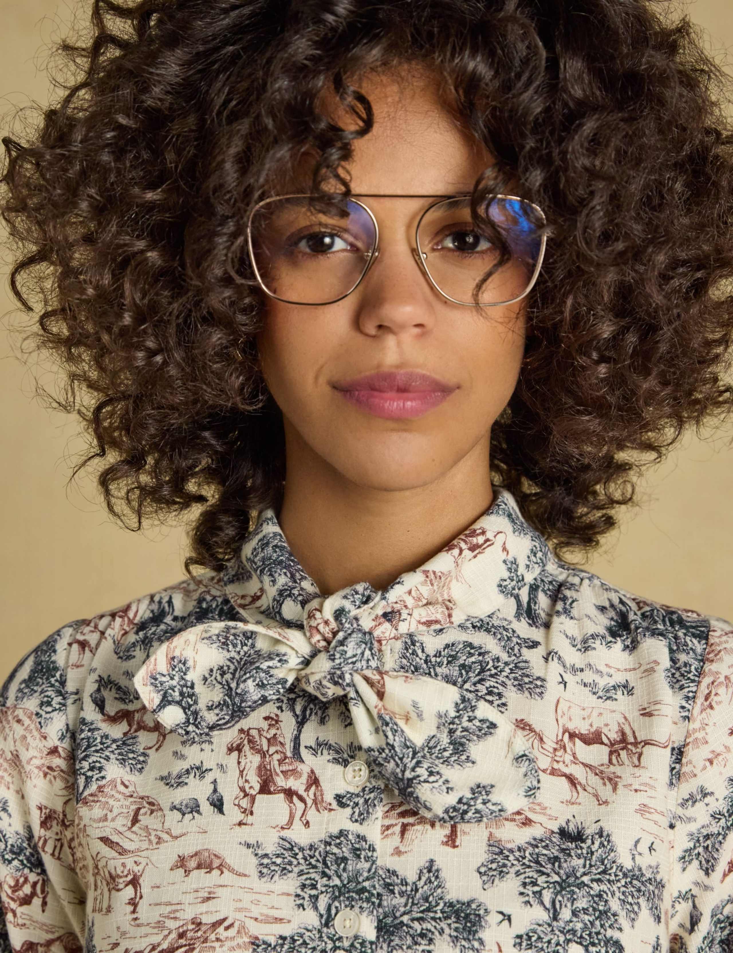 Cotton Tie Neck Printed Blouse 5 of 7