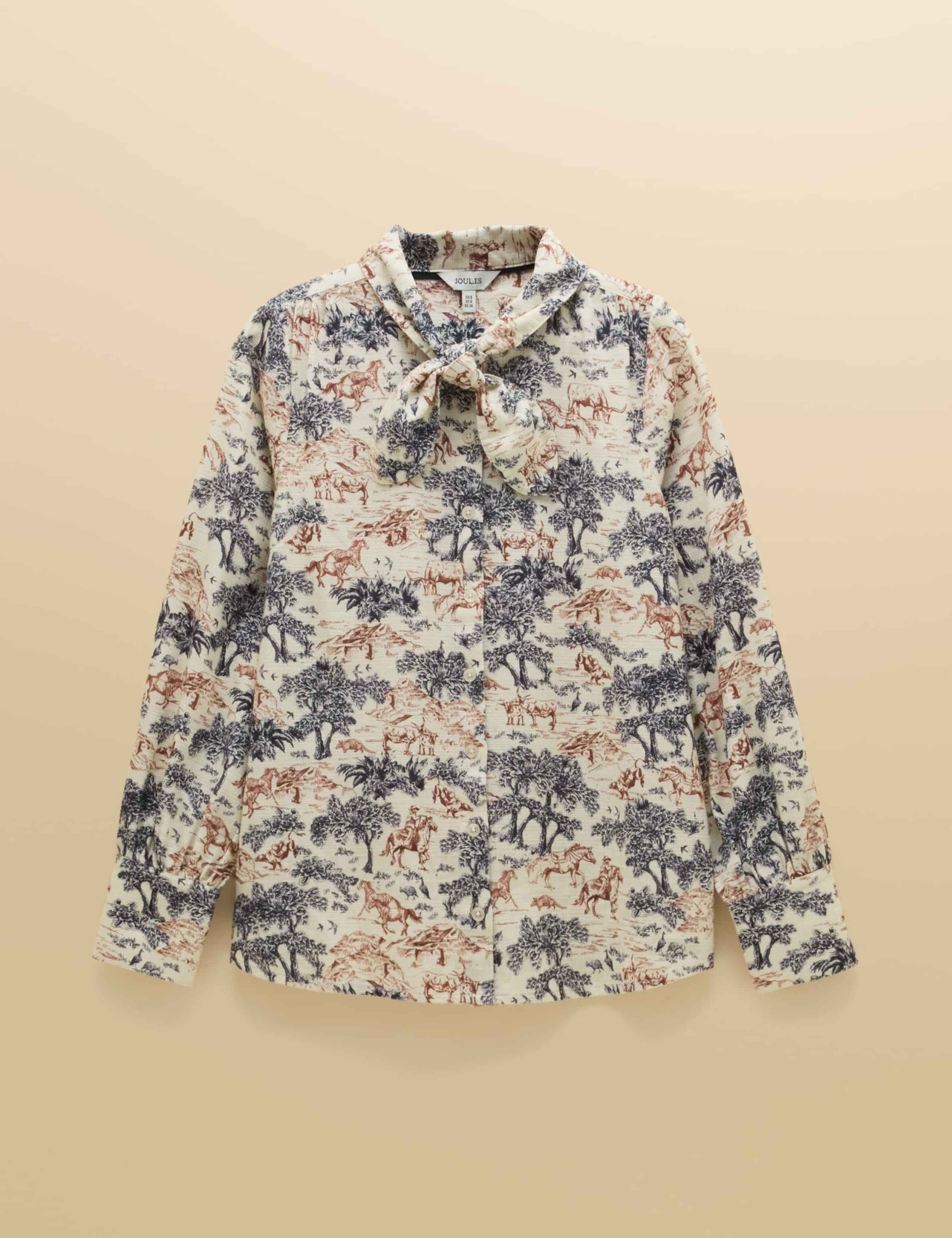 Cotton Tie Neck Printed Blouse 7 of 7