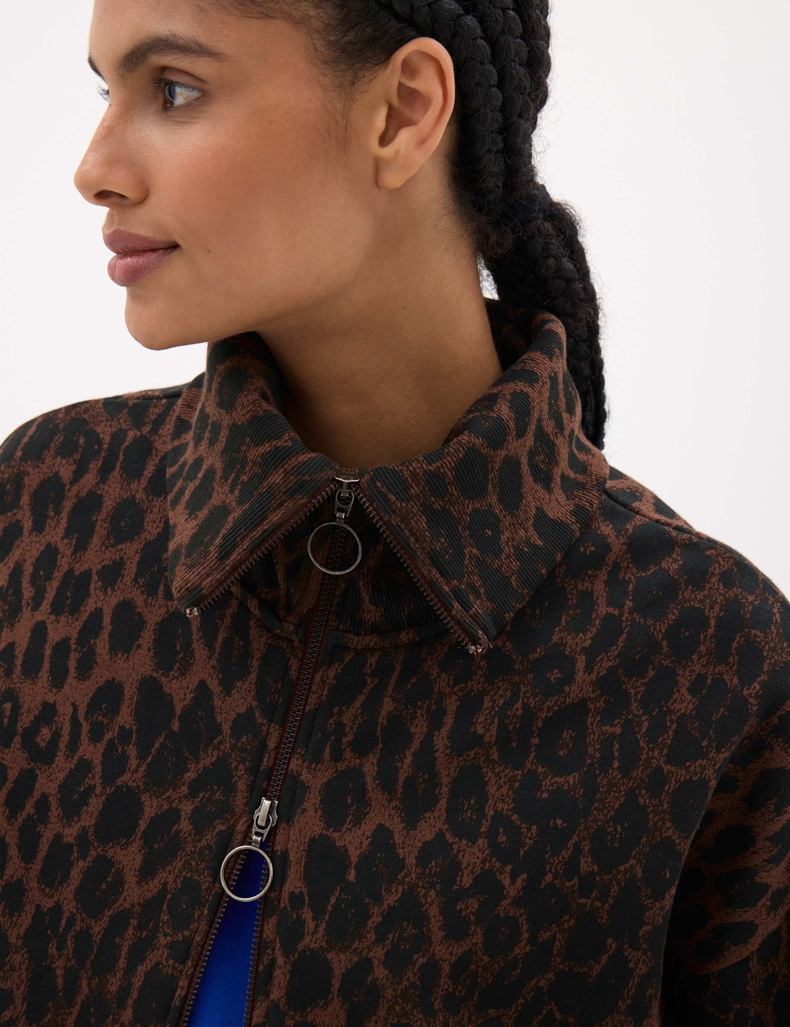 Pure Cotton Animal Print Zip Up Sweatshirt 6 of 6
