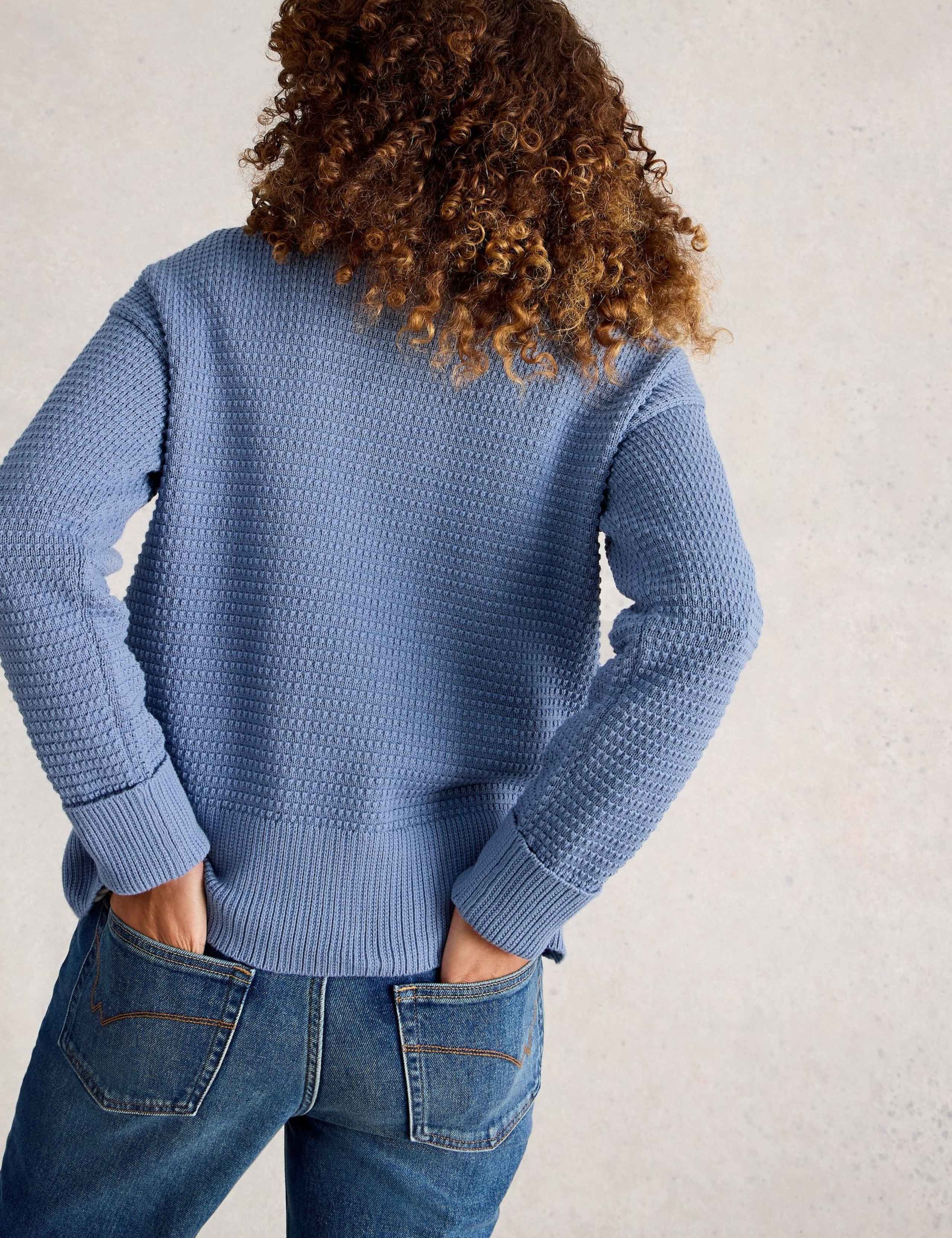 Pure Cotton Textured Round Neck Jumper 3 of 6