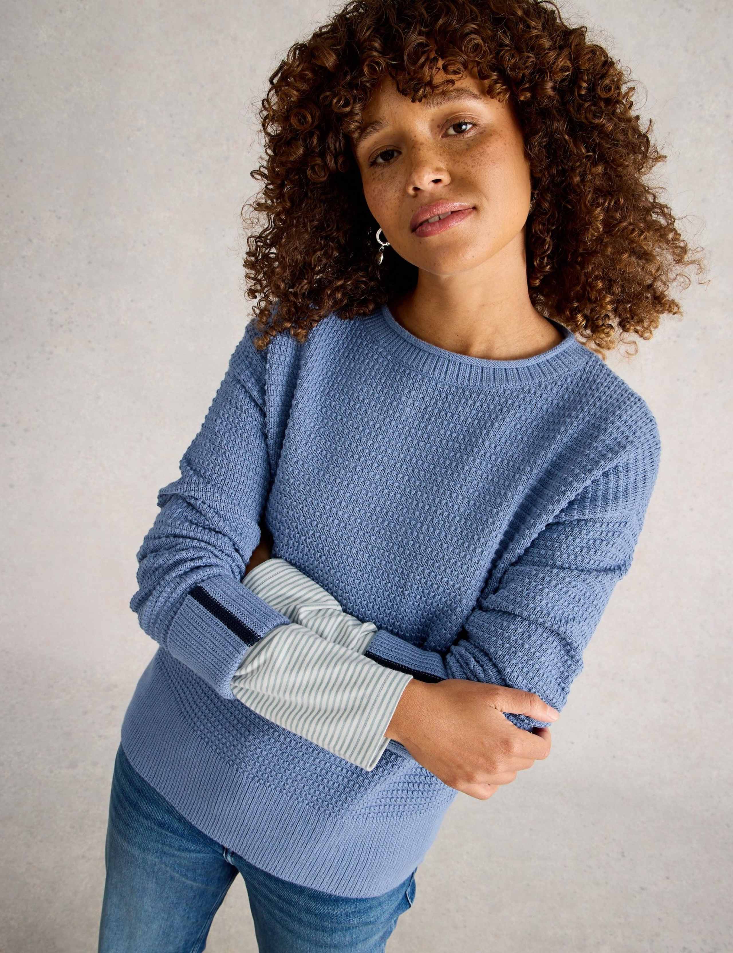 Pure Cotton Textured Round Neck Jumper 4 of 6