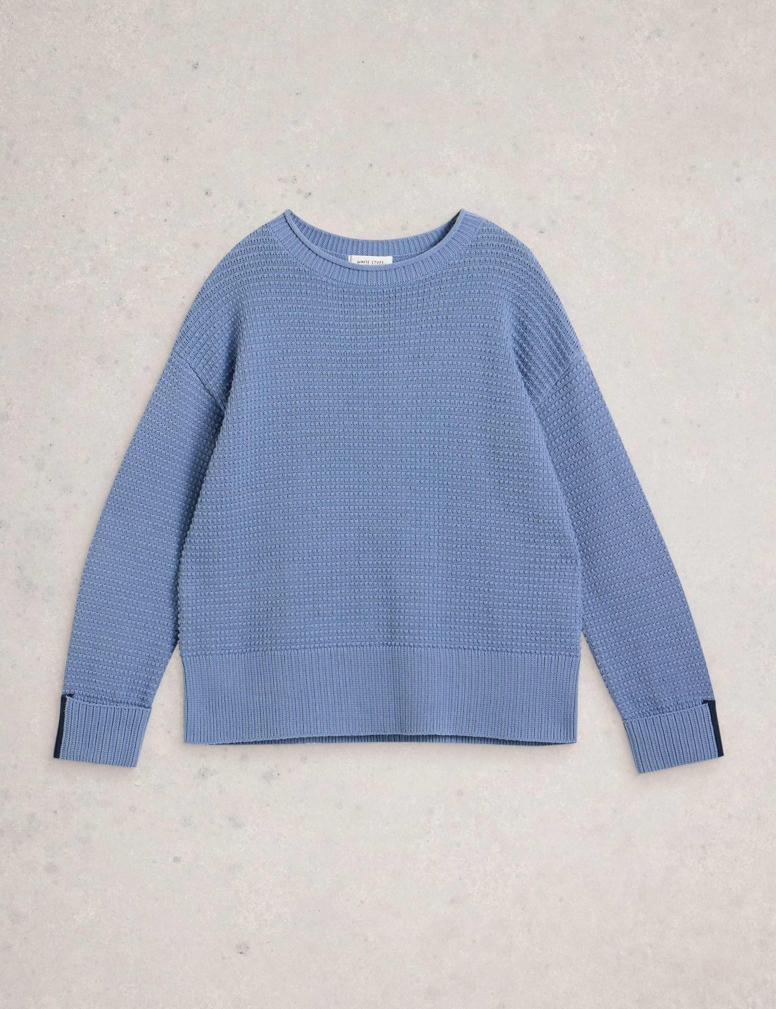 Pure Cotton Textured Round Neck Jumper 2 of 6