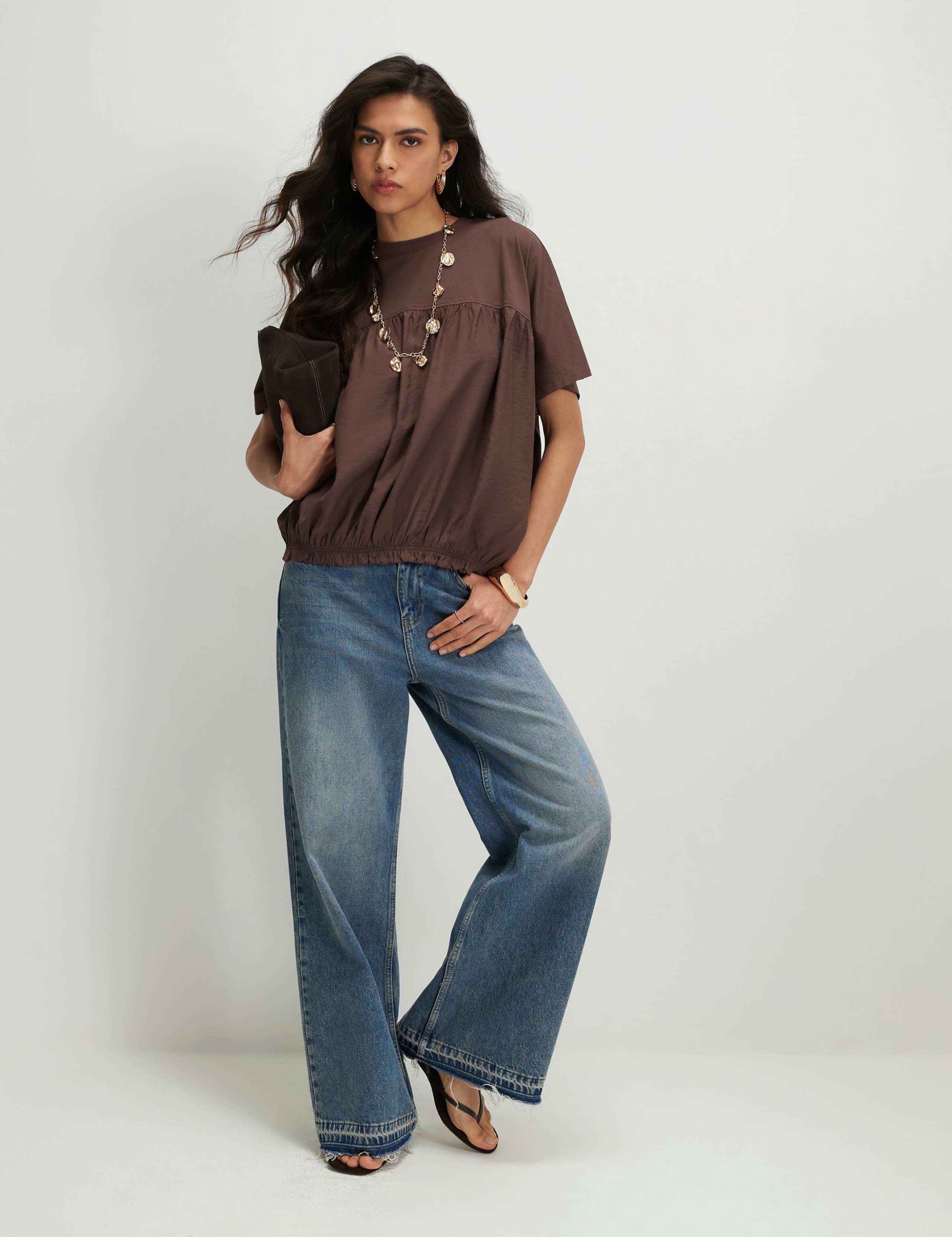 Cotton Hybrid Bubble Hem T-Shirt 1 of 2