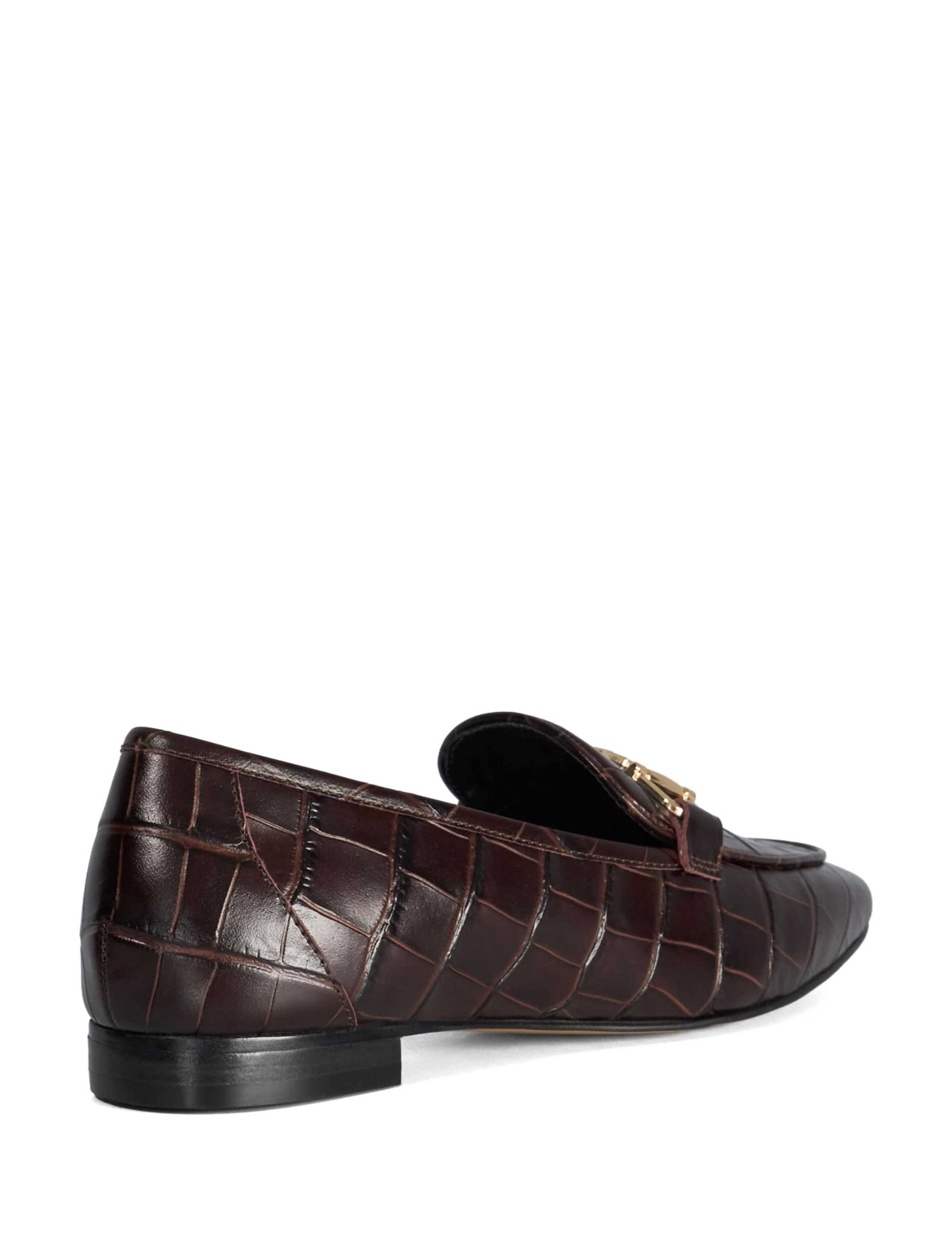 Leather Croc Snaffle Trim Flat Loafers 3 of 5