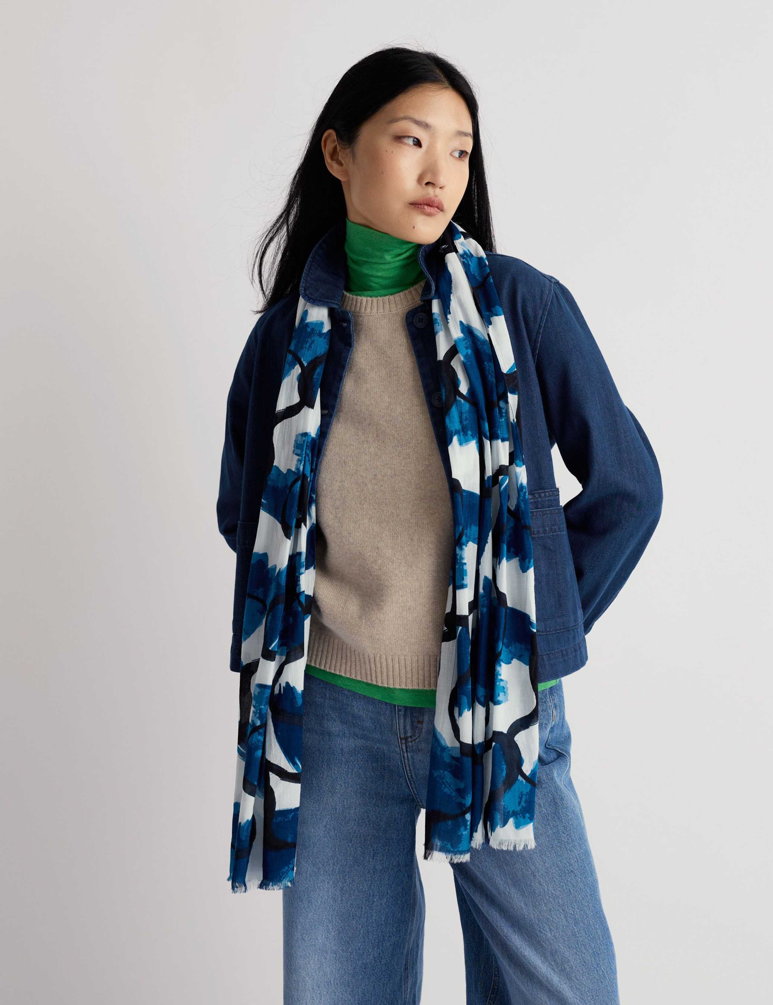 Cotton Modal Woven Floral Scarf 1 of 5