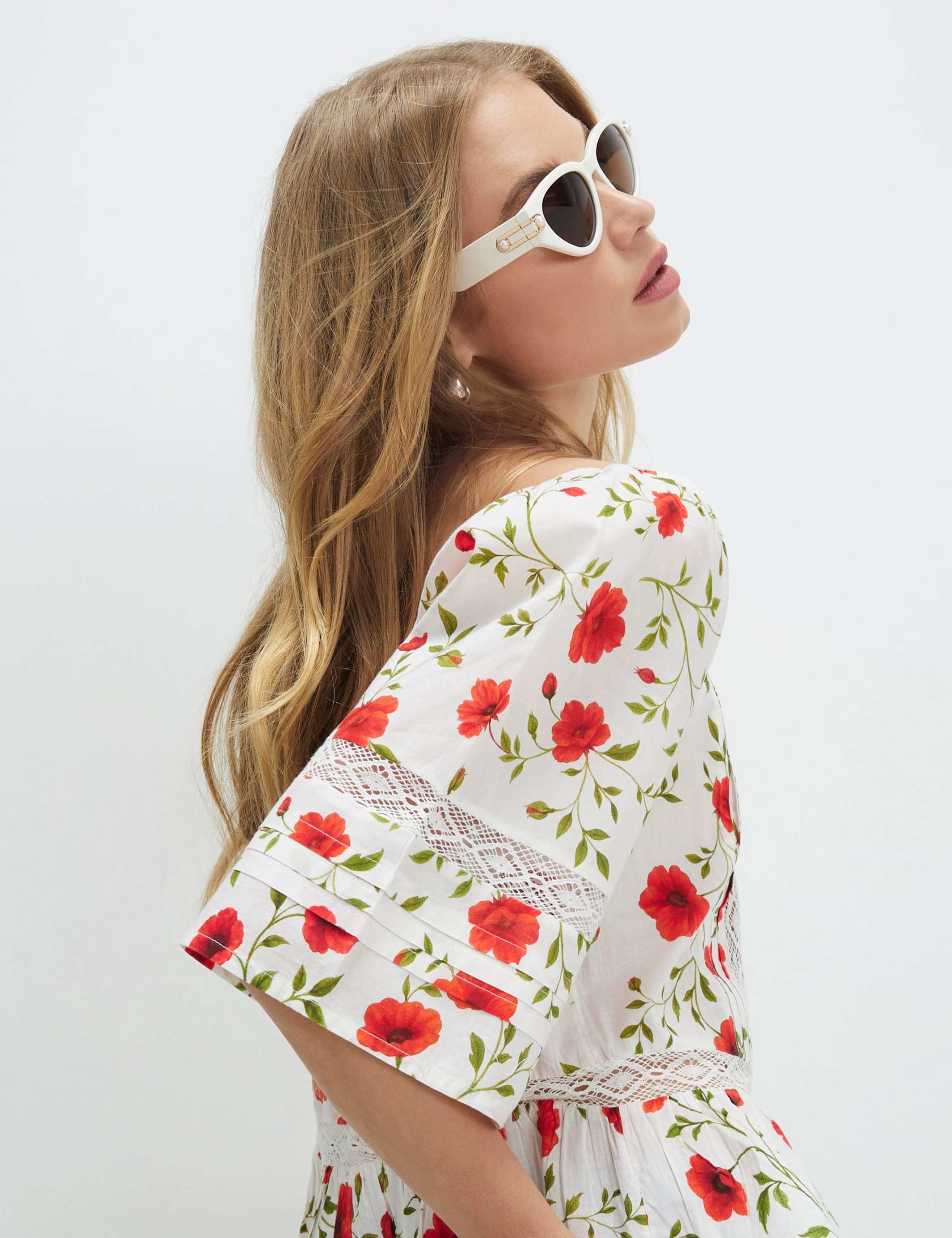 Pure Cotton Floral Relaxed Peplum Blouse 4 of 4