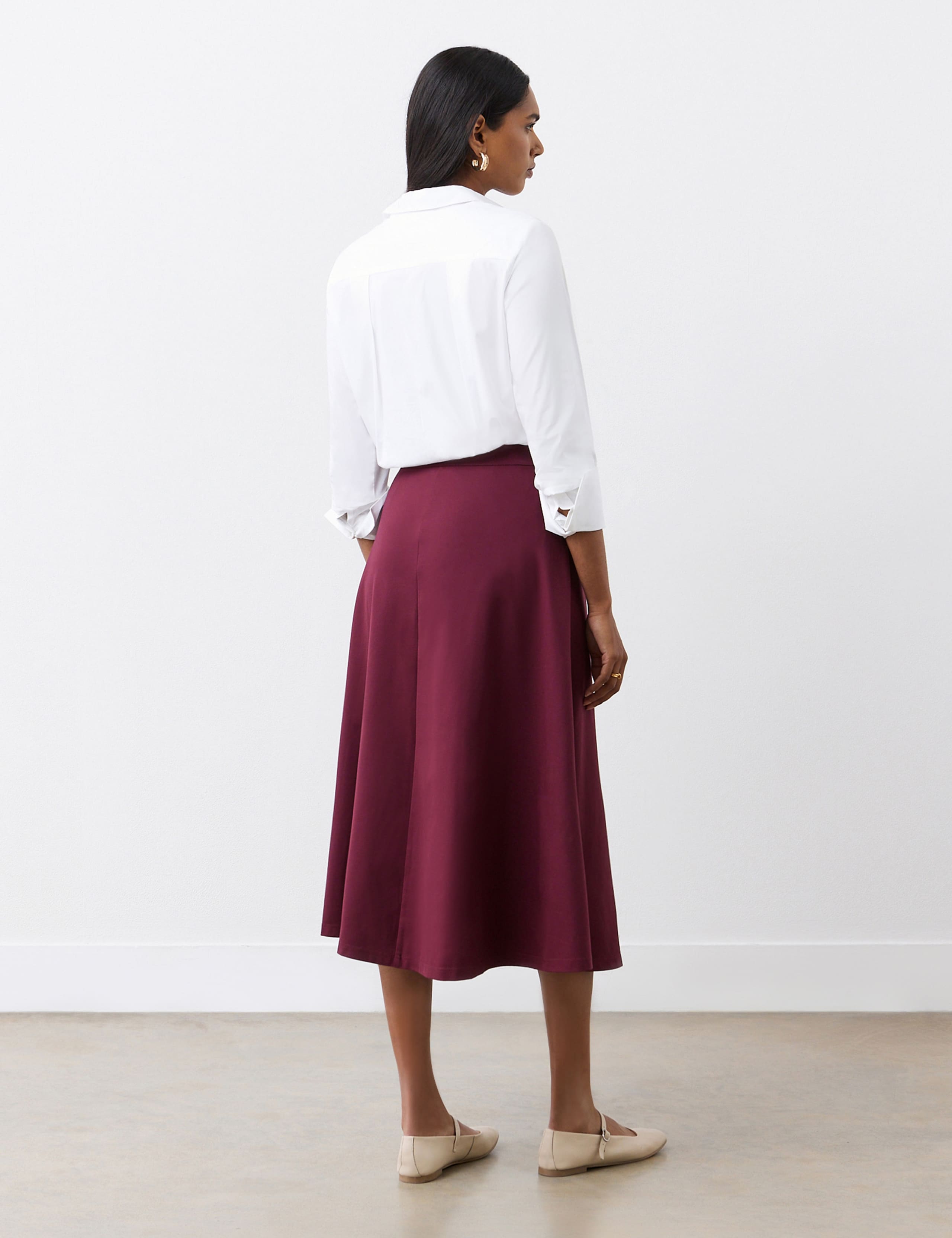 Ponte Jersey Midi A-Line Skirt 2 of 4