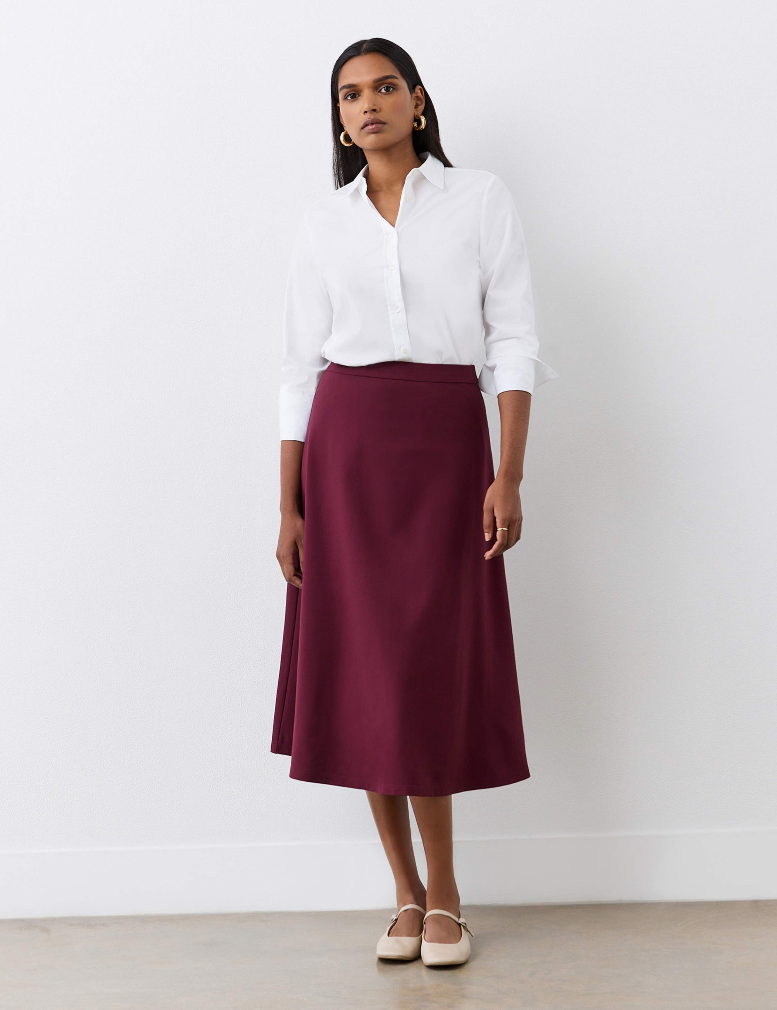 Ponte Jersey Midi A-Line Skirt 3 of 4