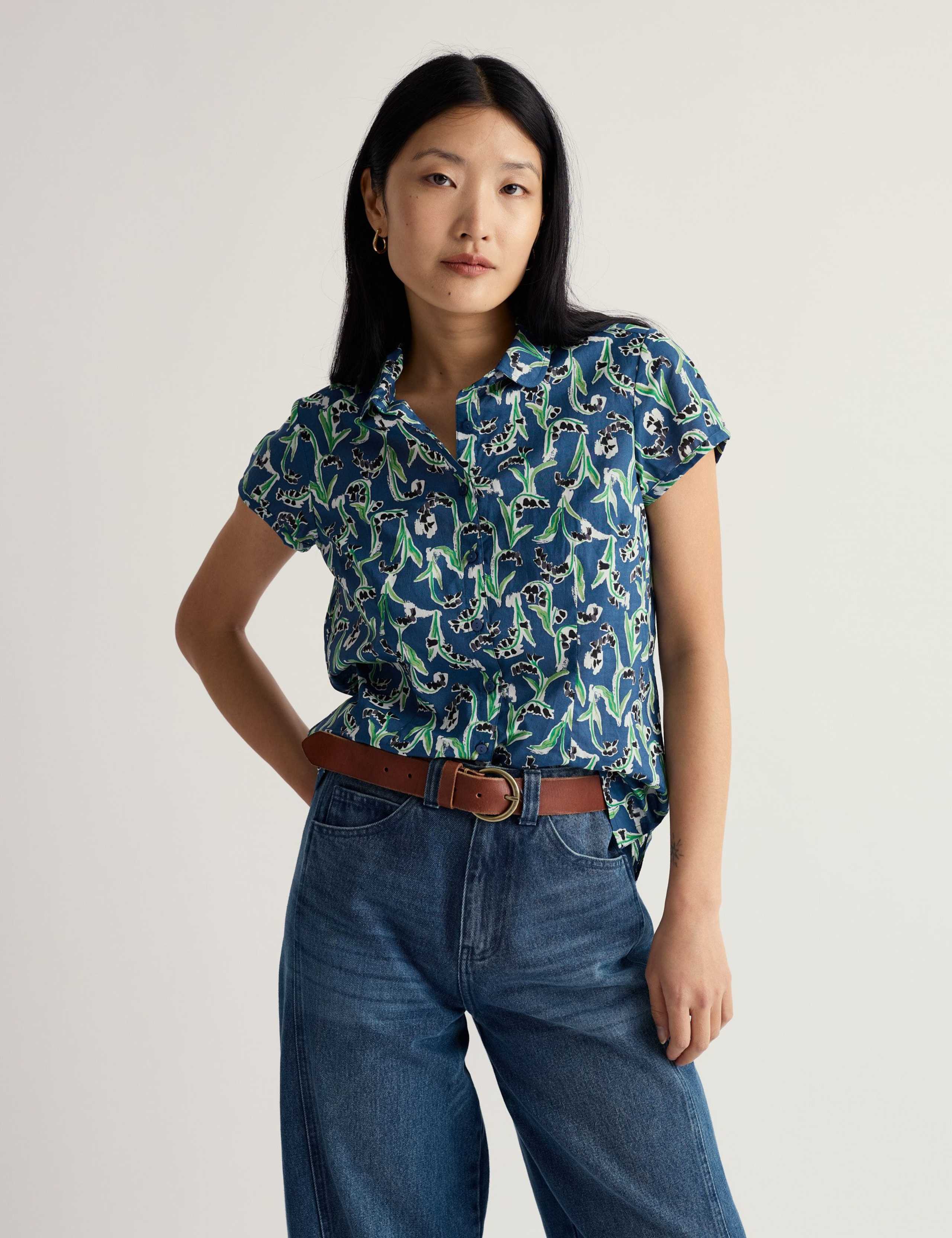 Pure Cotton Printed Peter Pan Collar Shirt 3 of 5