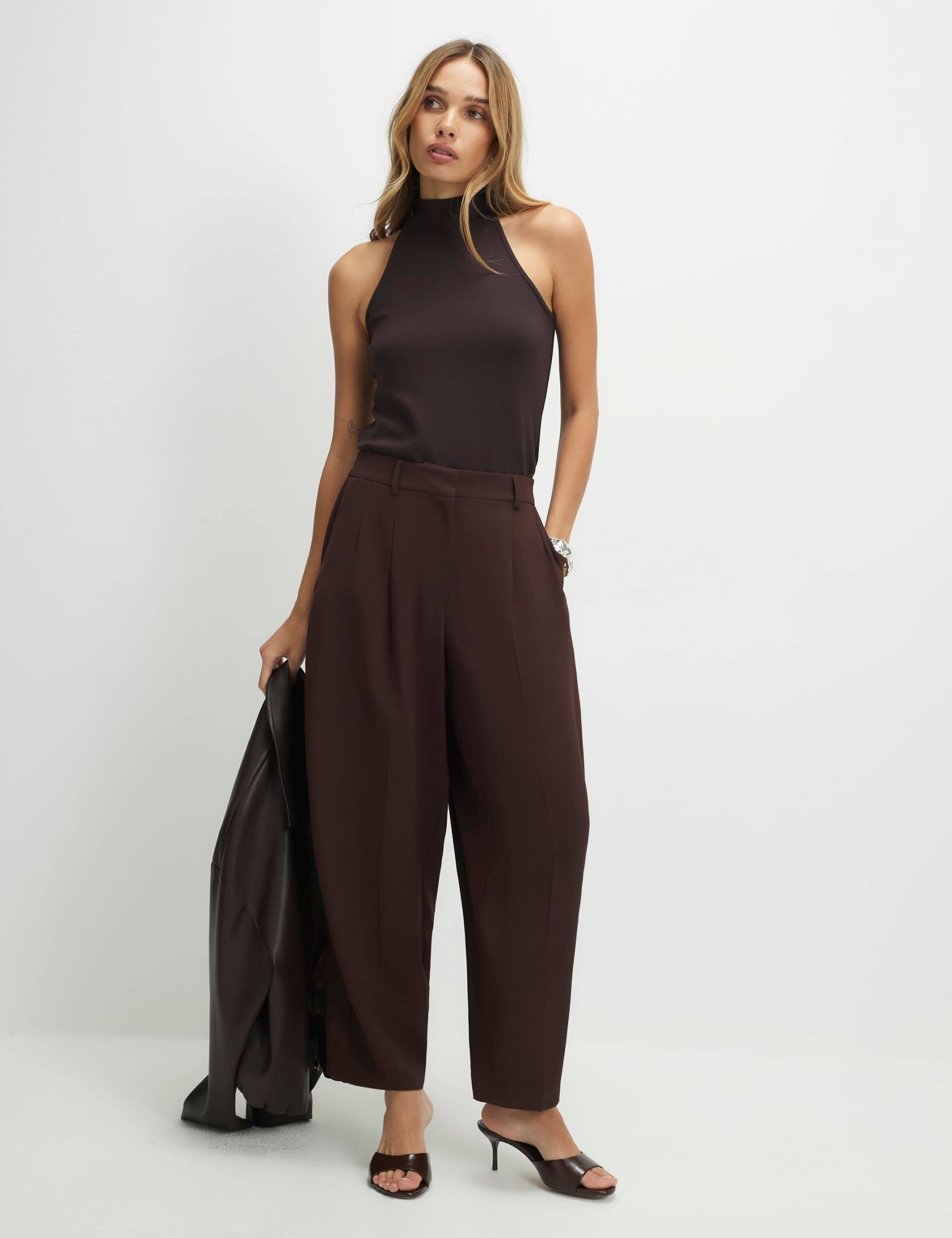 Pleated Barrel Leg Trousers 1 of 4