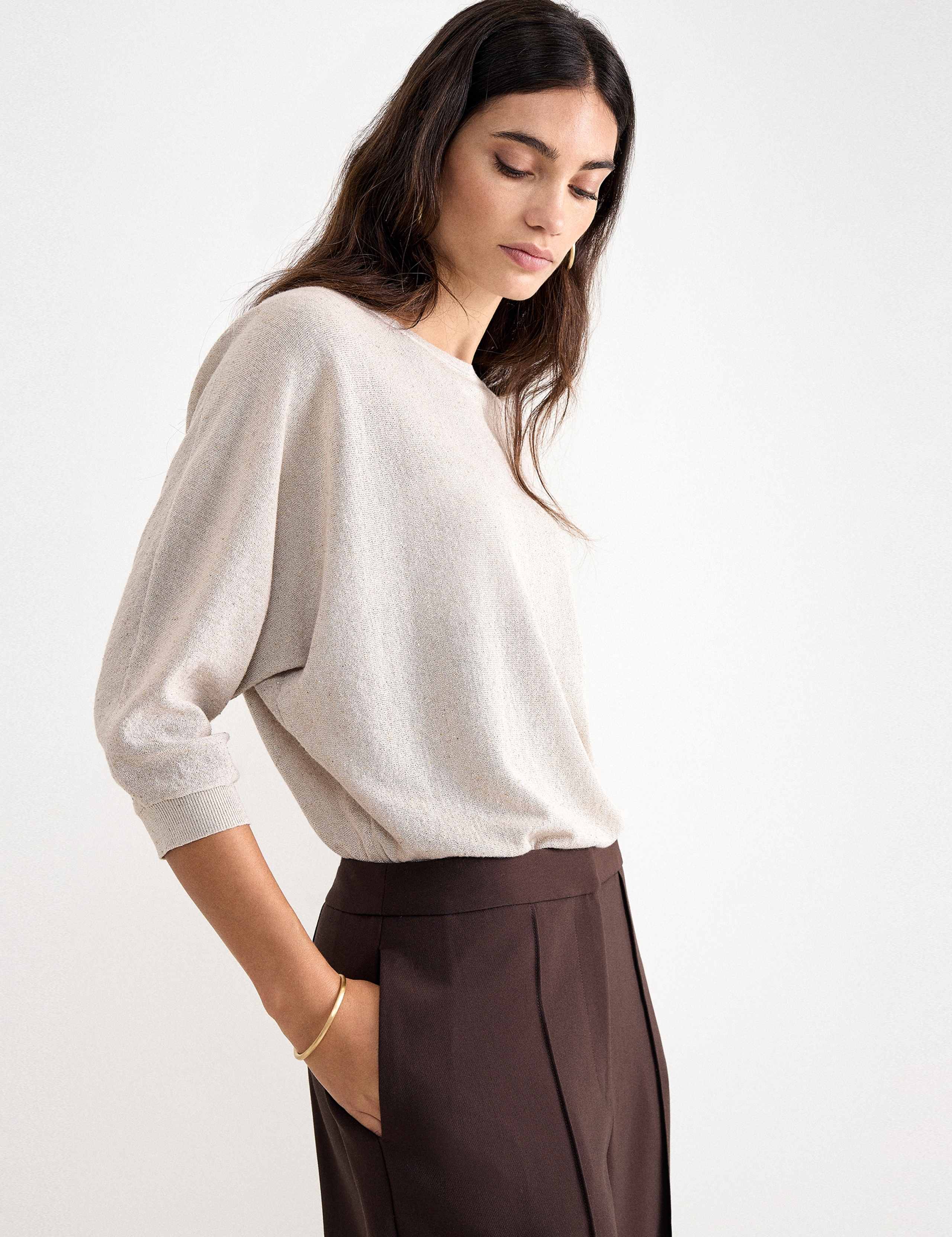 Sequin Slash Neck Batwing Sleeve Jumper 1 of 8
