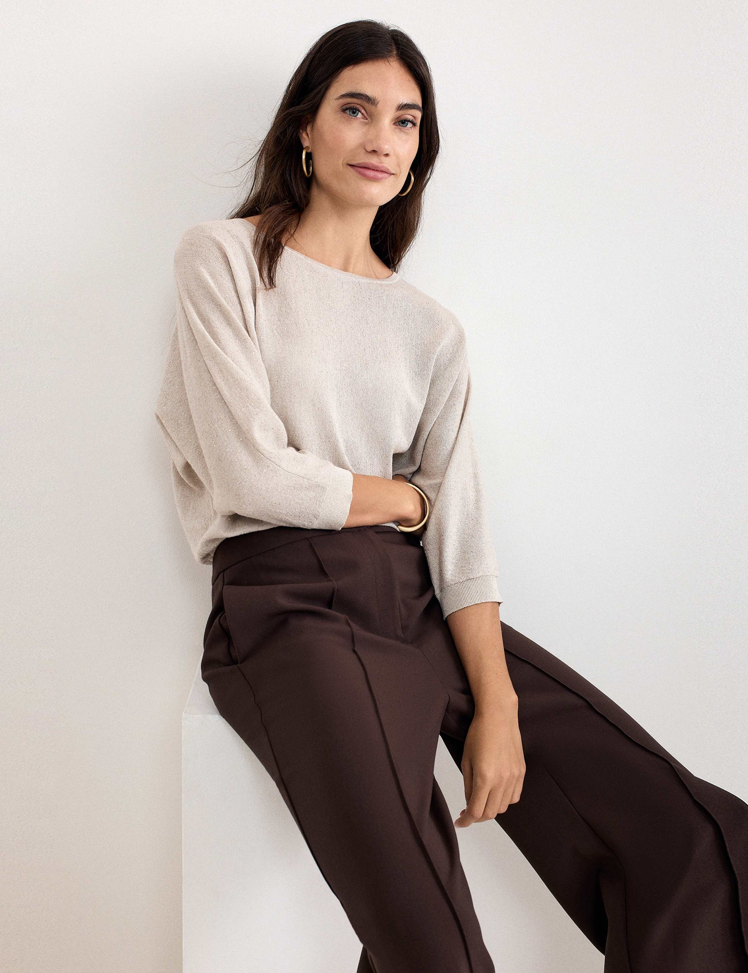 Sequin Slash Neck Batwing Sleeve Jumper 3 of 8