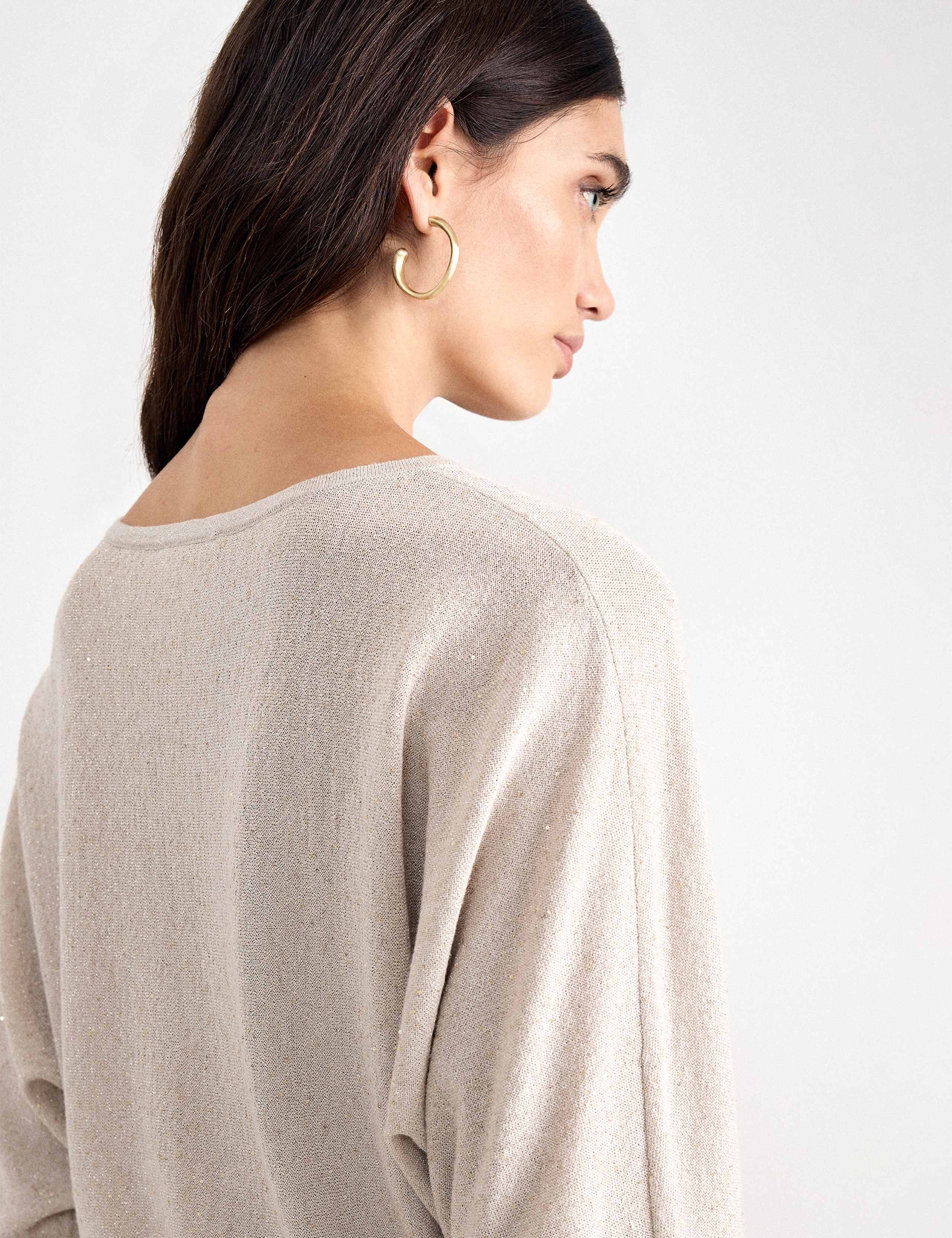 Sequin Slash Neck Batwing Sleeve Jumper 4 of 8