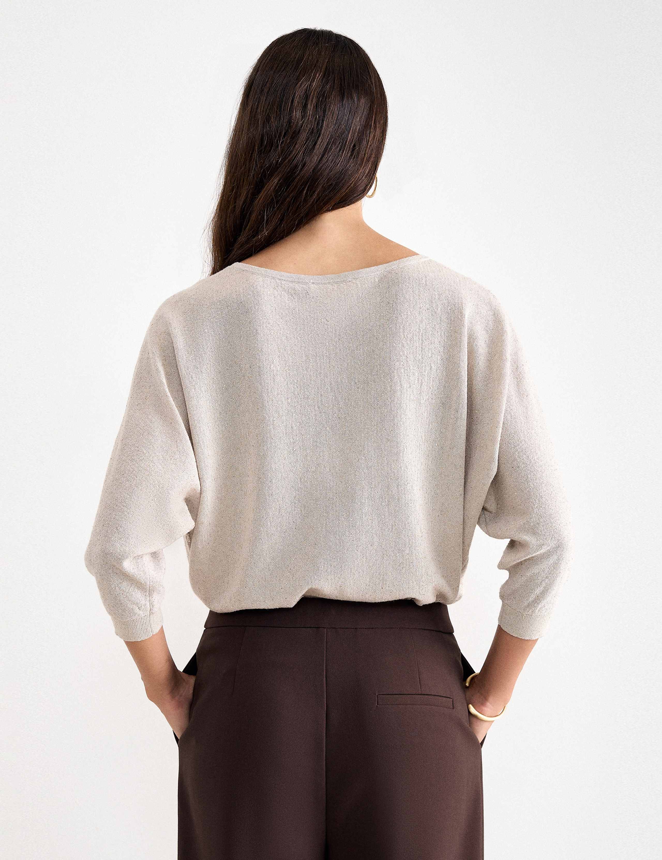 Sequin Slash Neck Batwing Sleeve Jumper 8 of 8