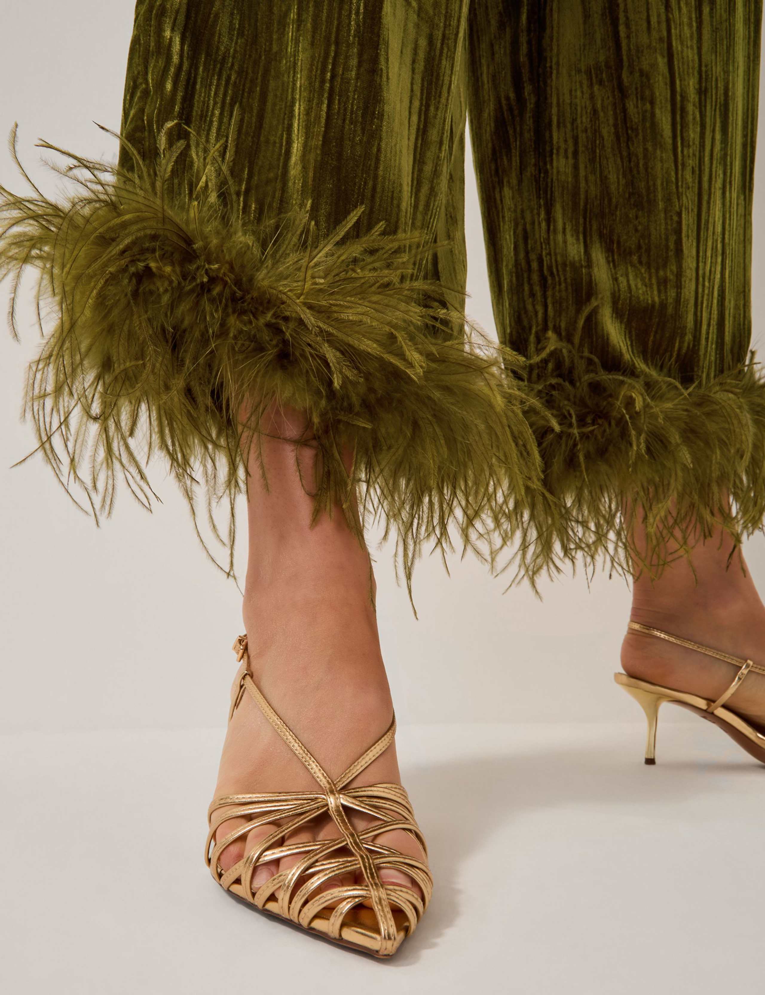 Velvet Textured Wide Leg Cropped Trousers 4 of 5