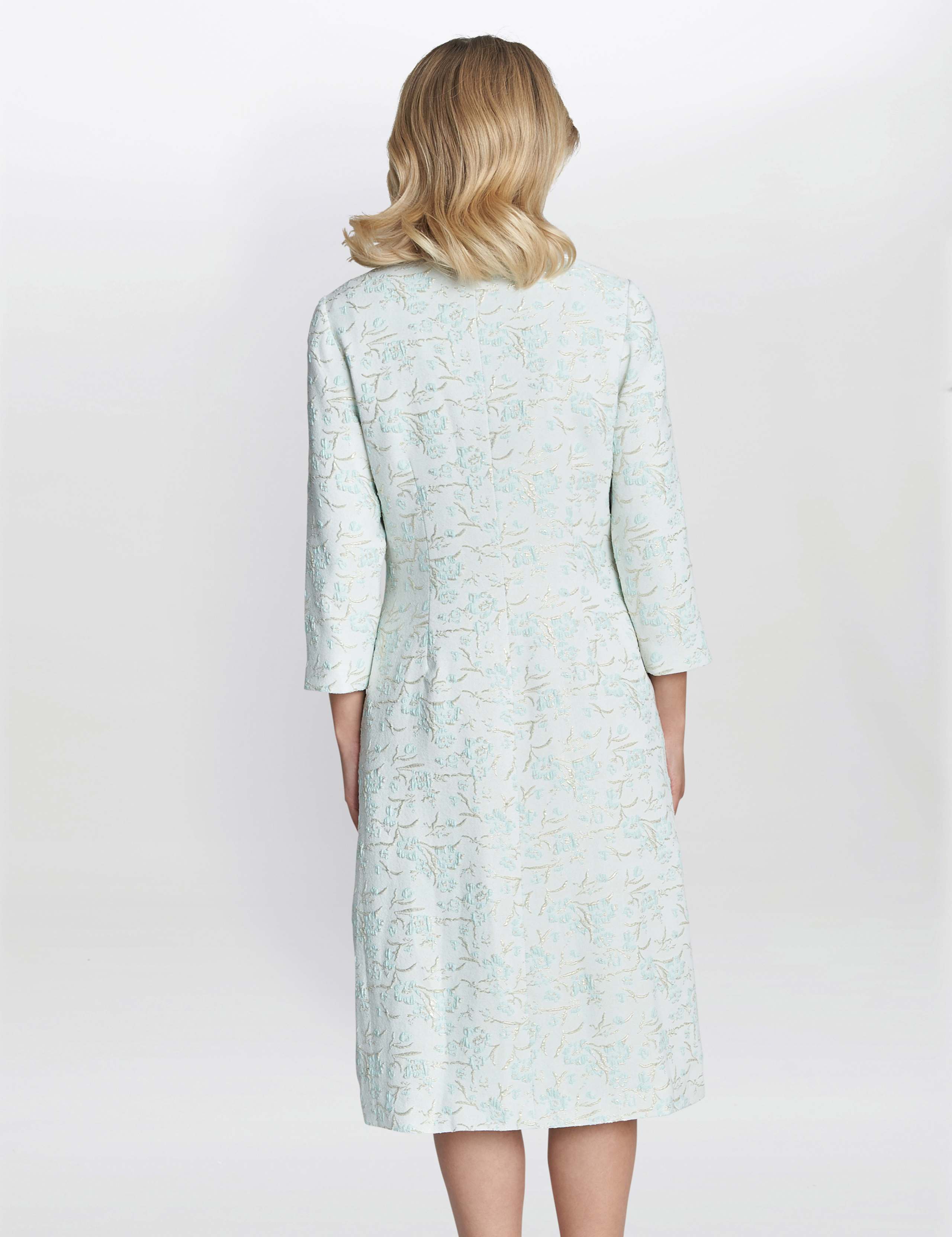 Jacquard Round Neck Shift Dress with Coat 3 of 6