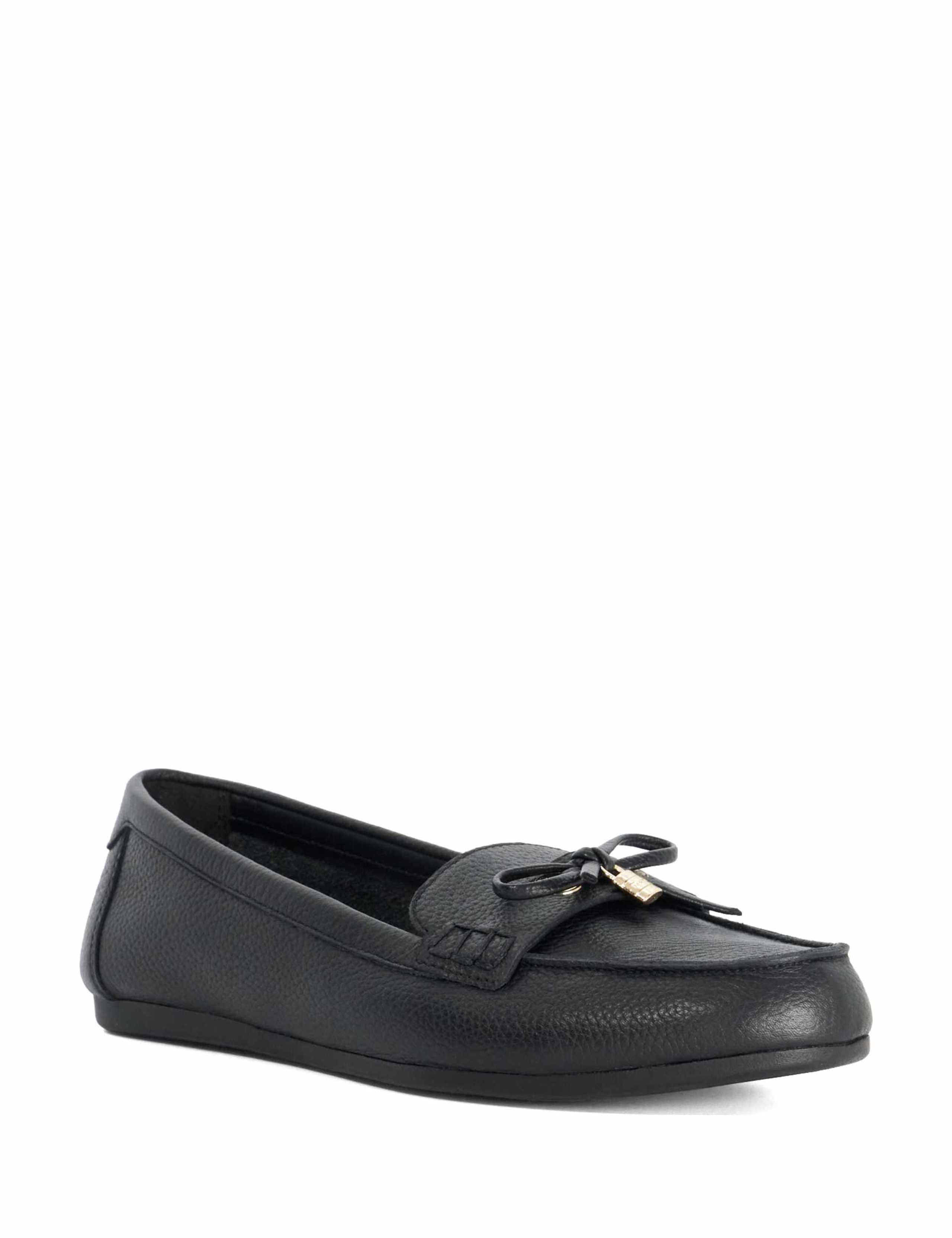 Leather Bow Flat Loafers 2 of 6