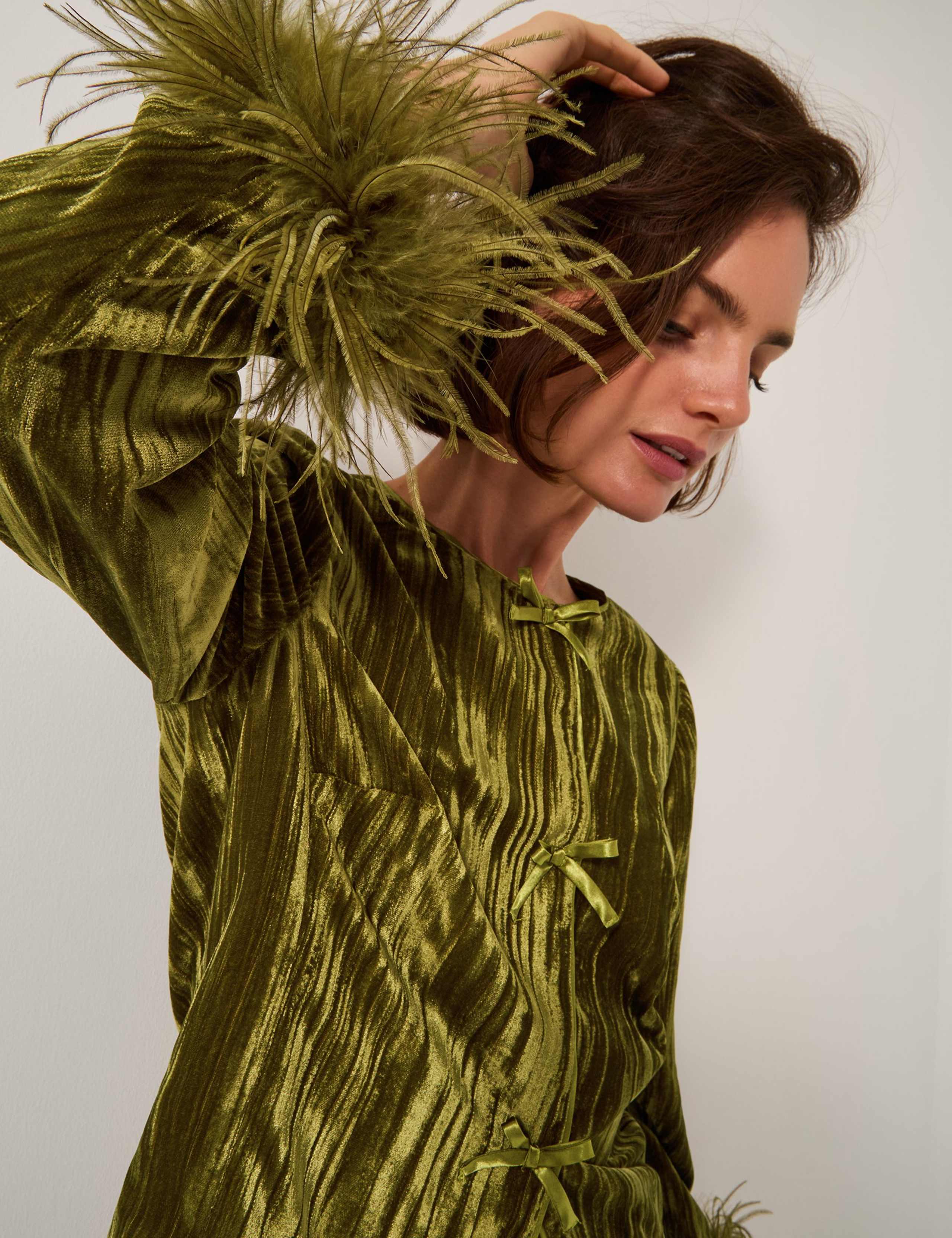 Velvet Feather Detail Short Jacket 4 of 5