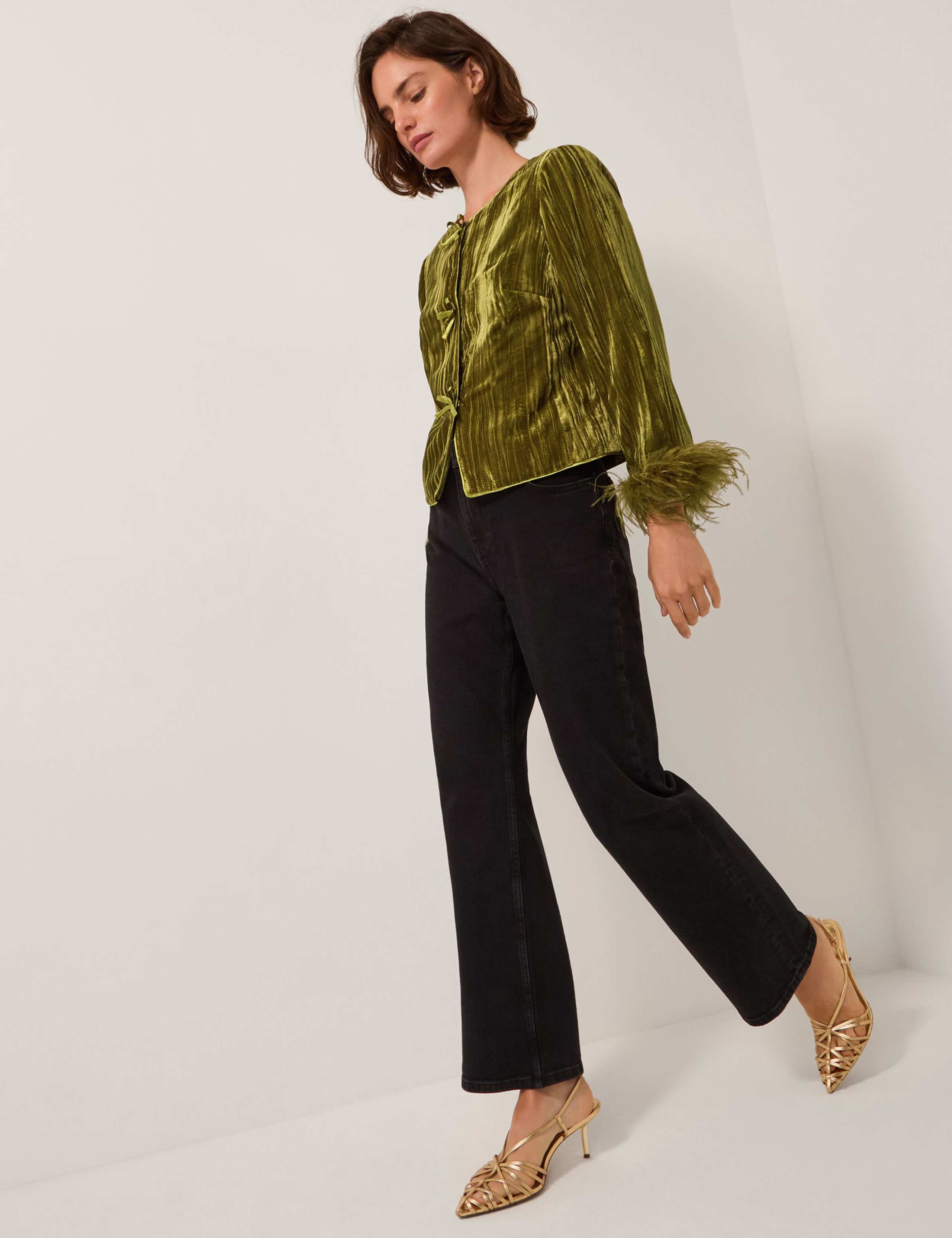 Velvet Feather Detail Short Jacket 5 of 5