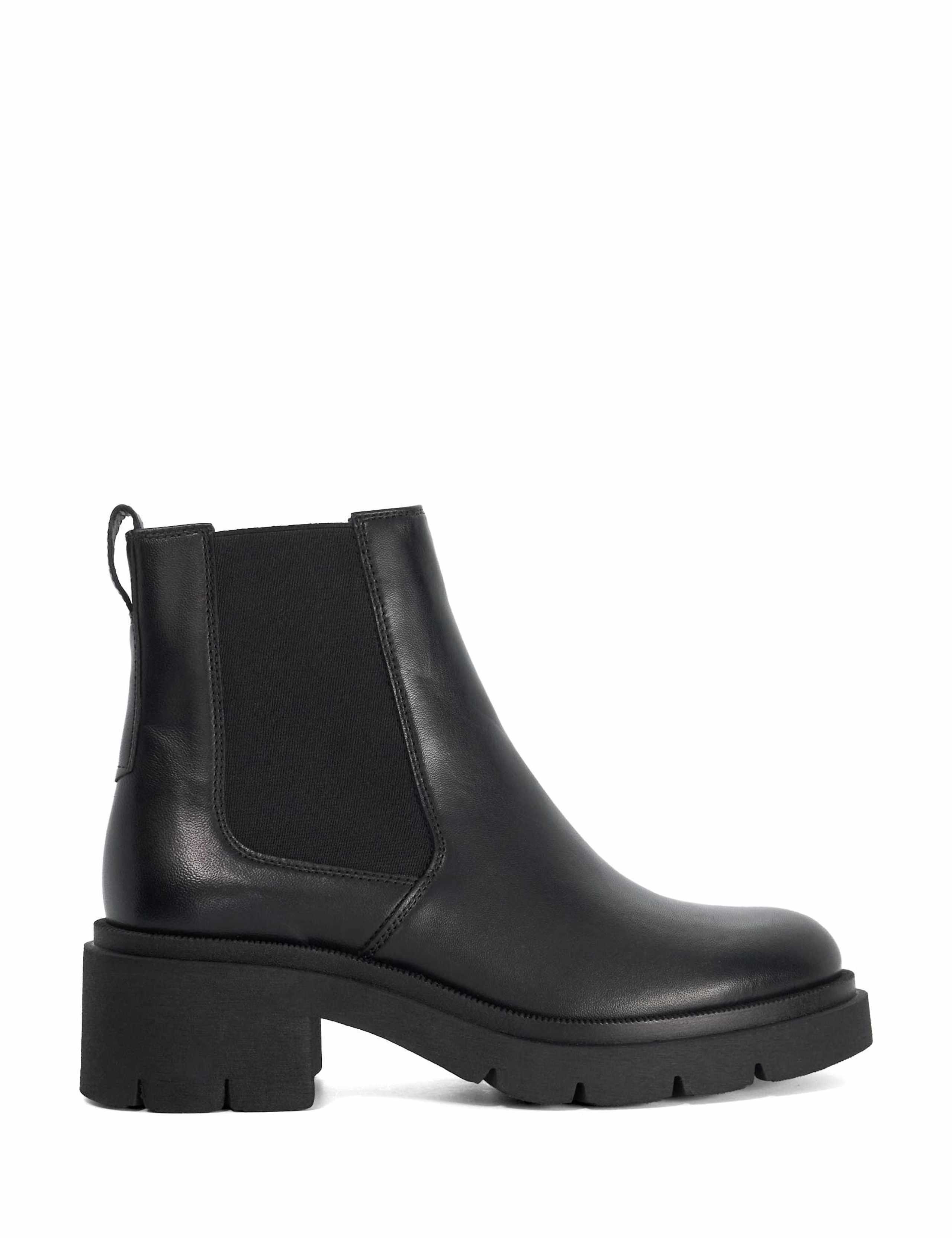 Leather Chunky Chelsea Block Heel Ankle Boots 1 of 6