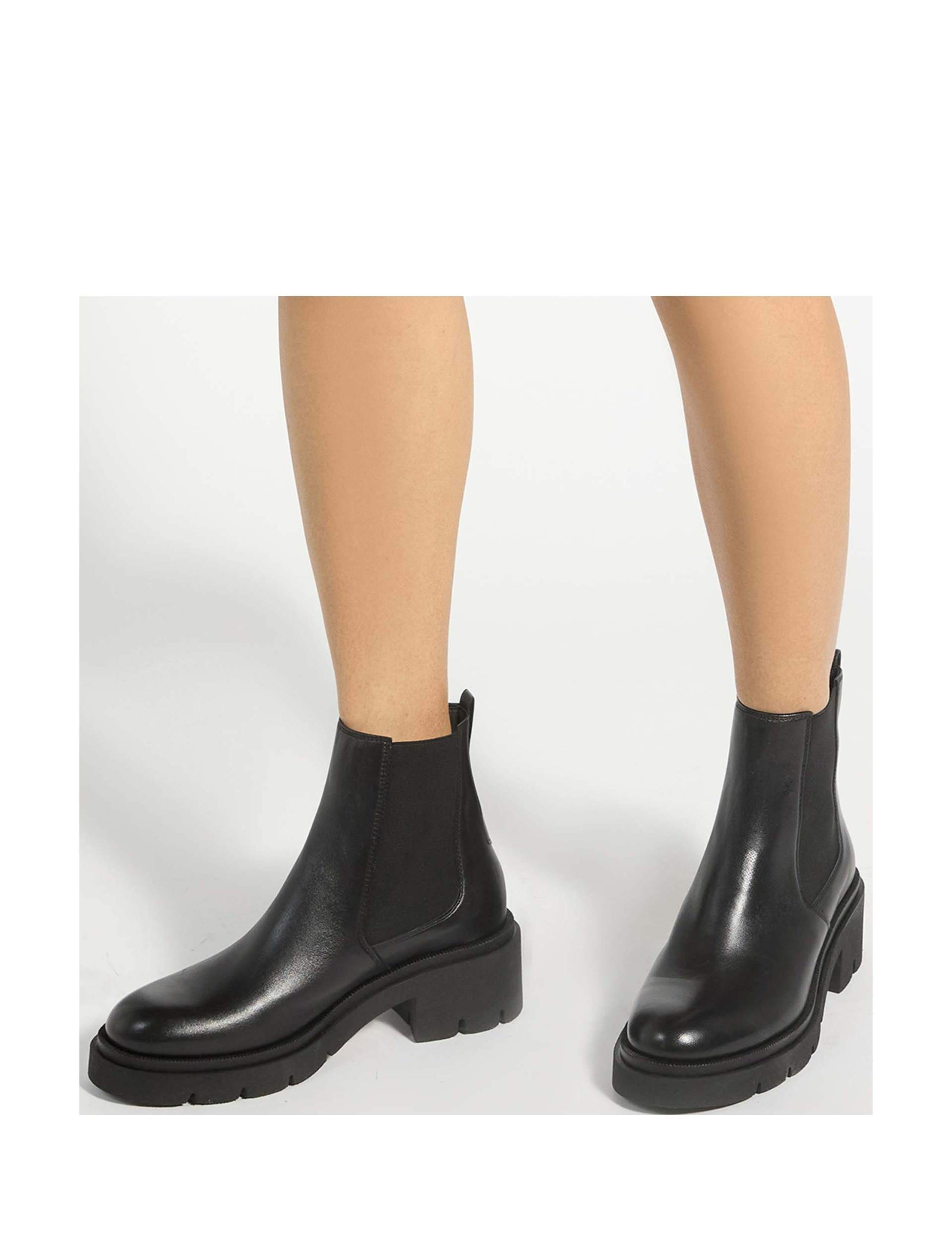 Leather Chunky Chelsea Block Heel Ankle Boots 2 of 6