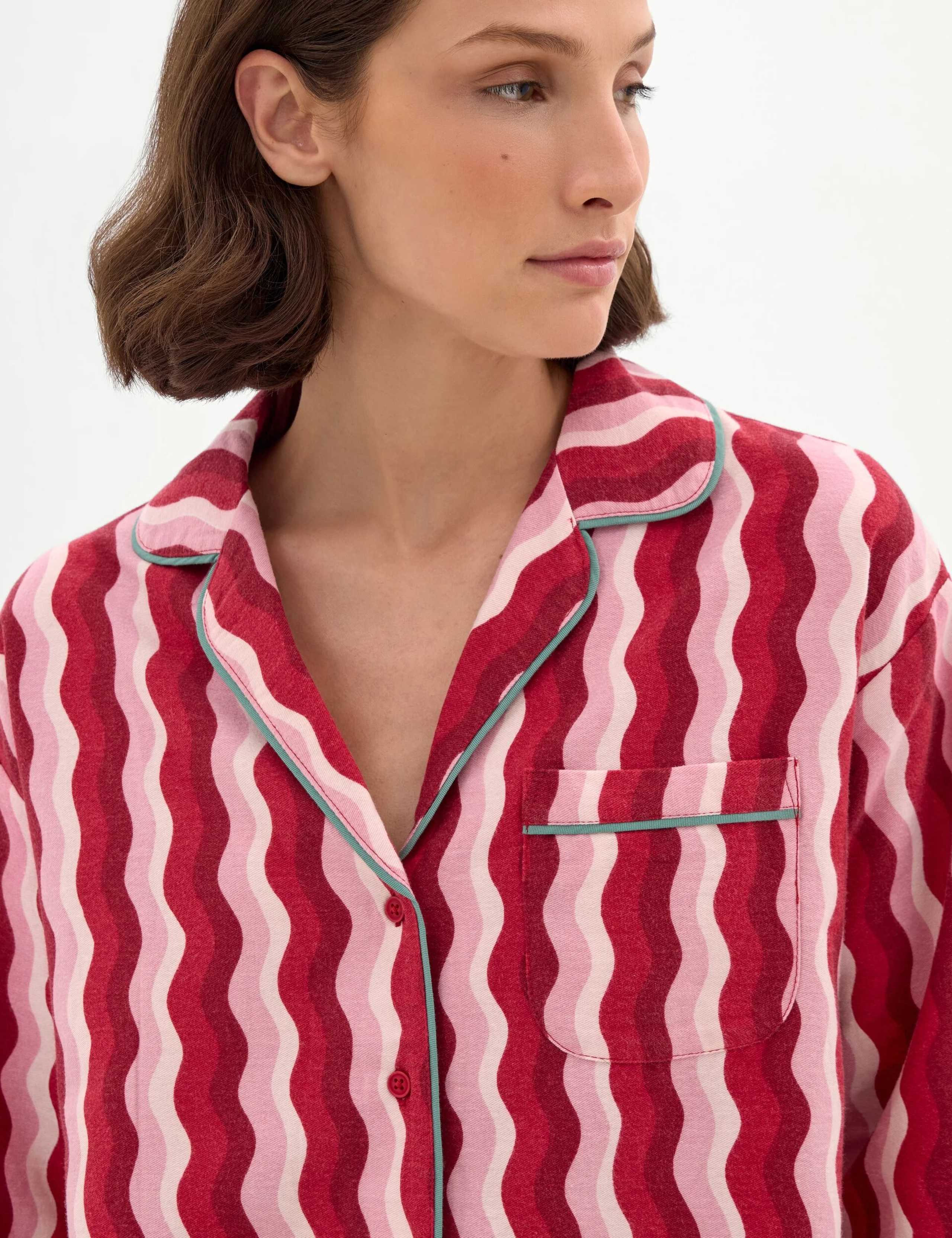 Brushed Cotton Rever Collar Pyjama Set 6 of 7