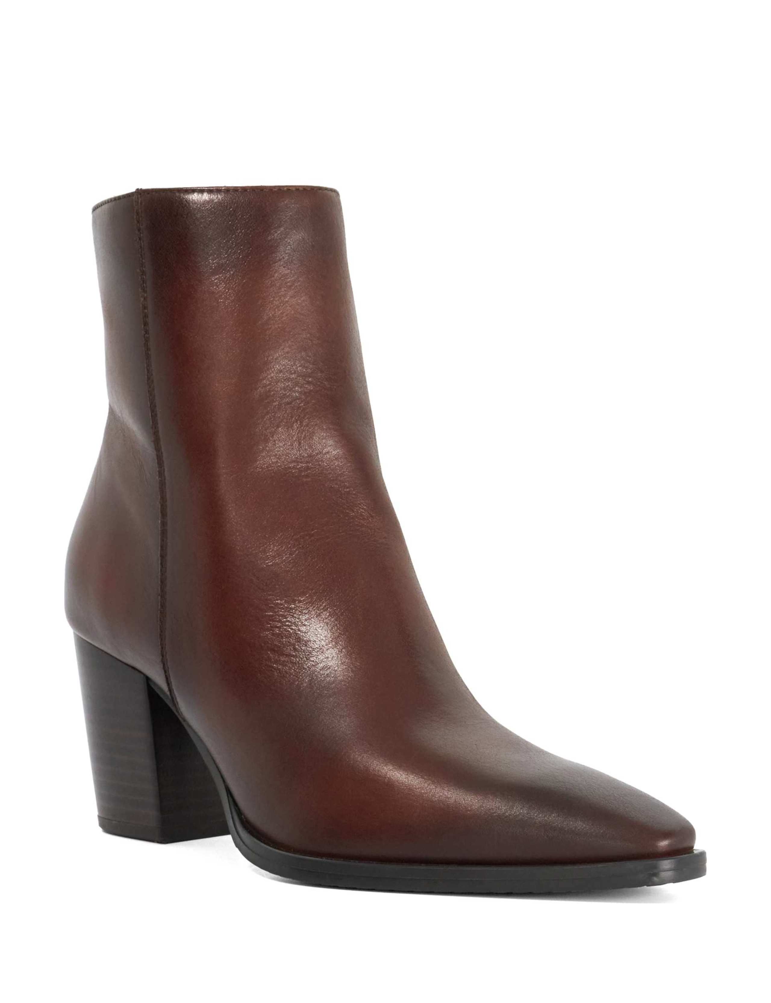 Leather Block Heel Ankle Boots 3 of 5