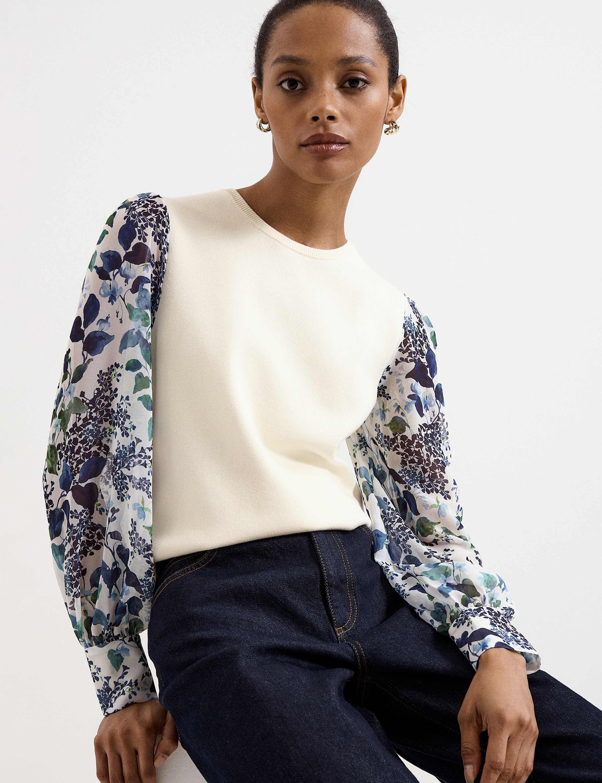 Cotton Blend Floral Puff Sleeve Top 3 of 6