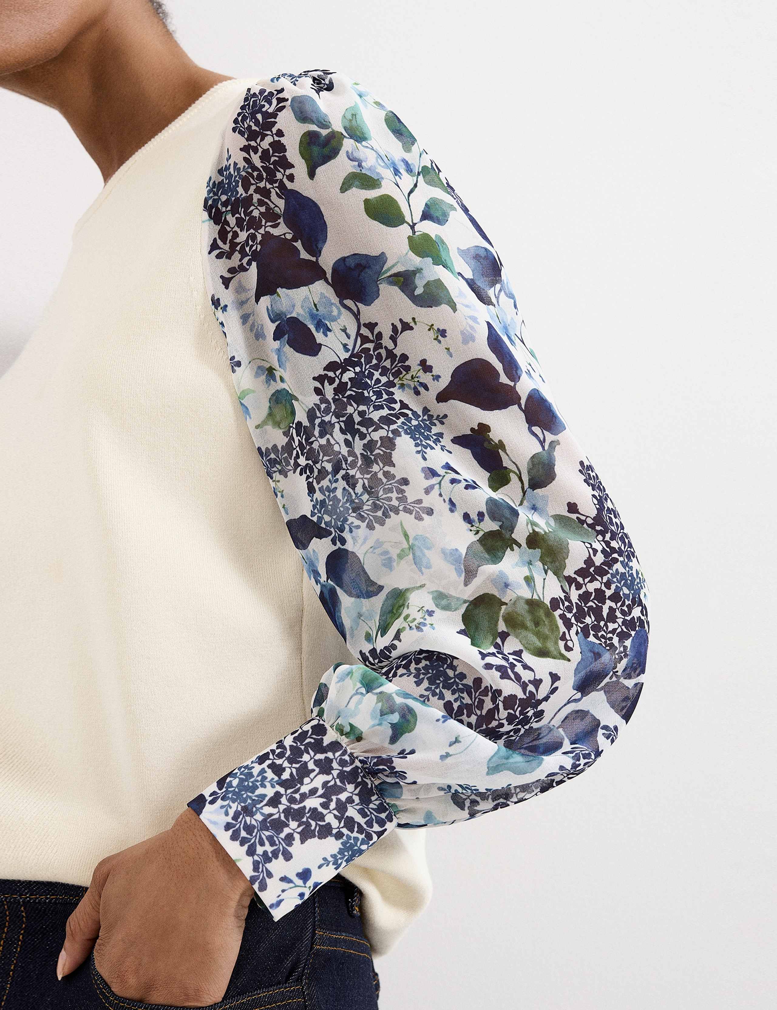 Cotton Blend Floral Puff Sleeve Top 4 of 6