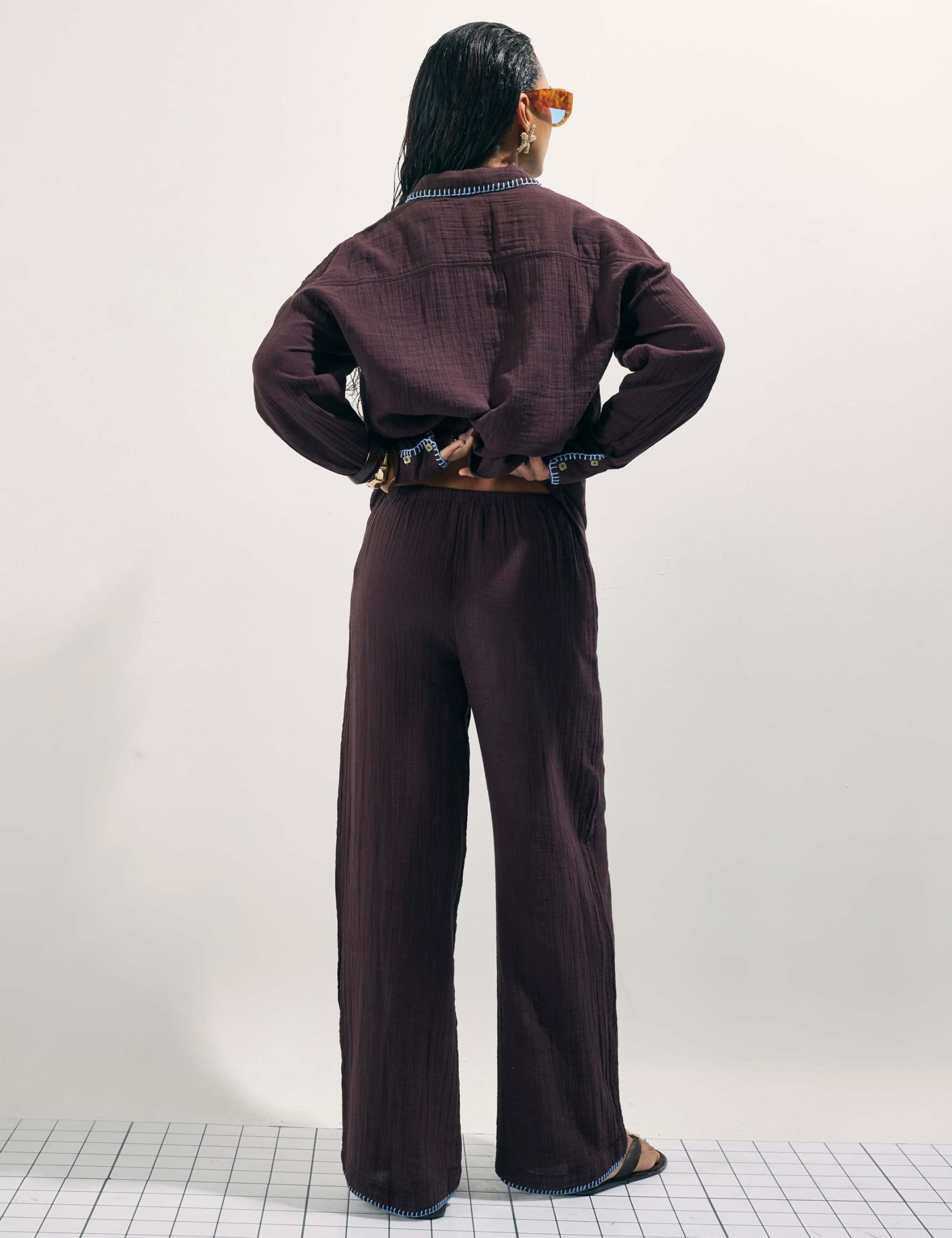 Whipstitch Drawstring Cotton Trousers 3 of 4