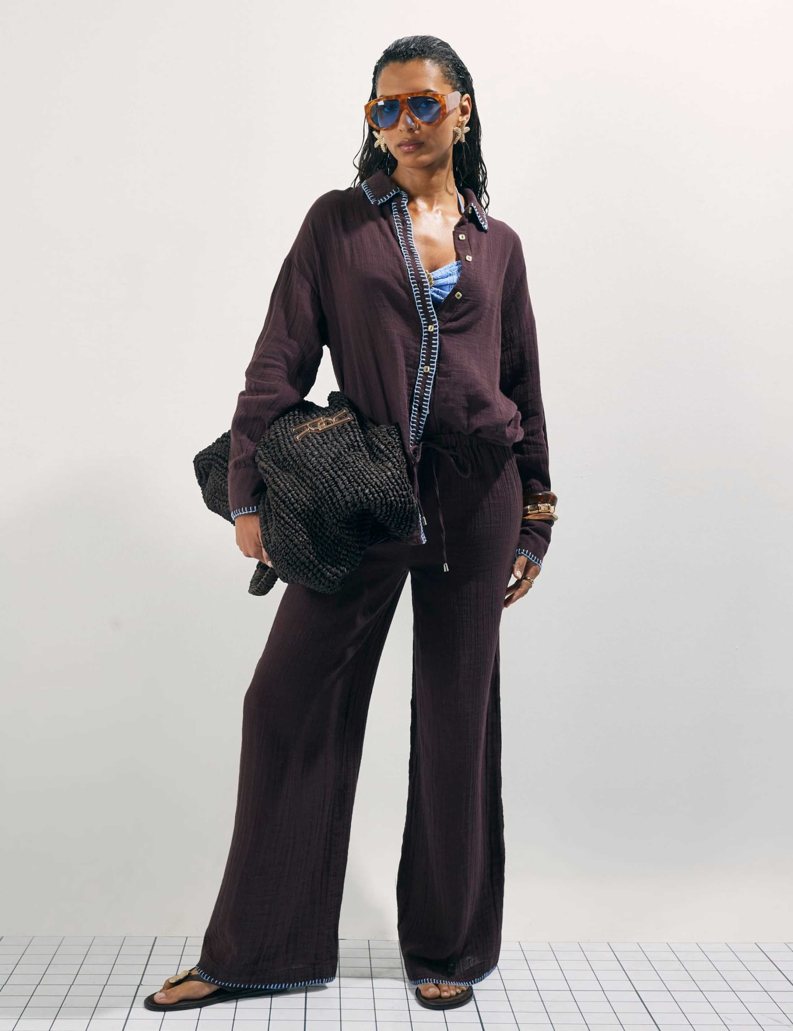 Whipstitch Drawstring Cotton Trousers 4 of 4