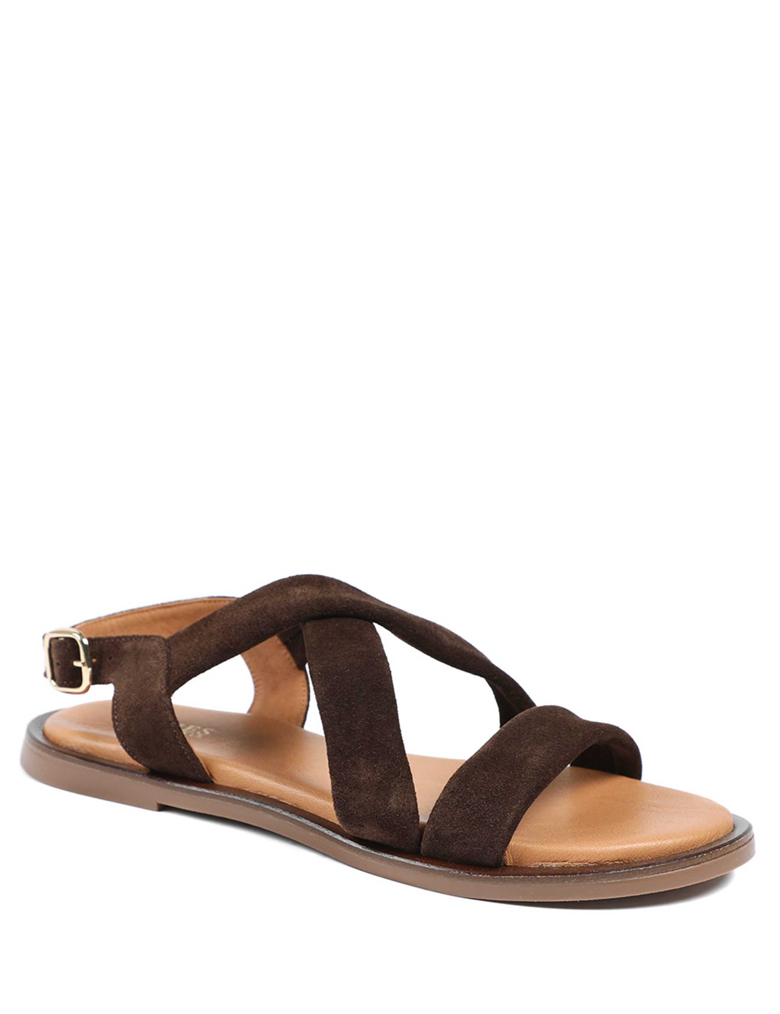 Wide Fit Leather Strappy Flat Sandals 2 of 6