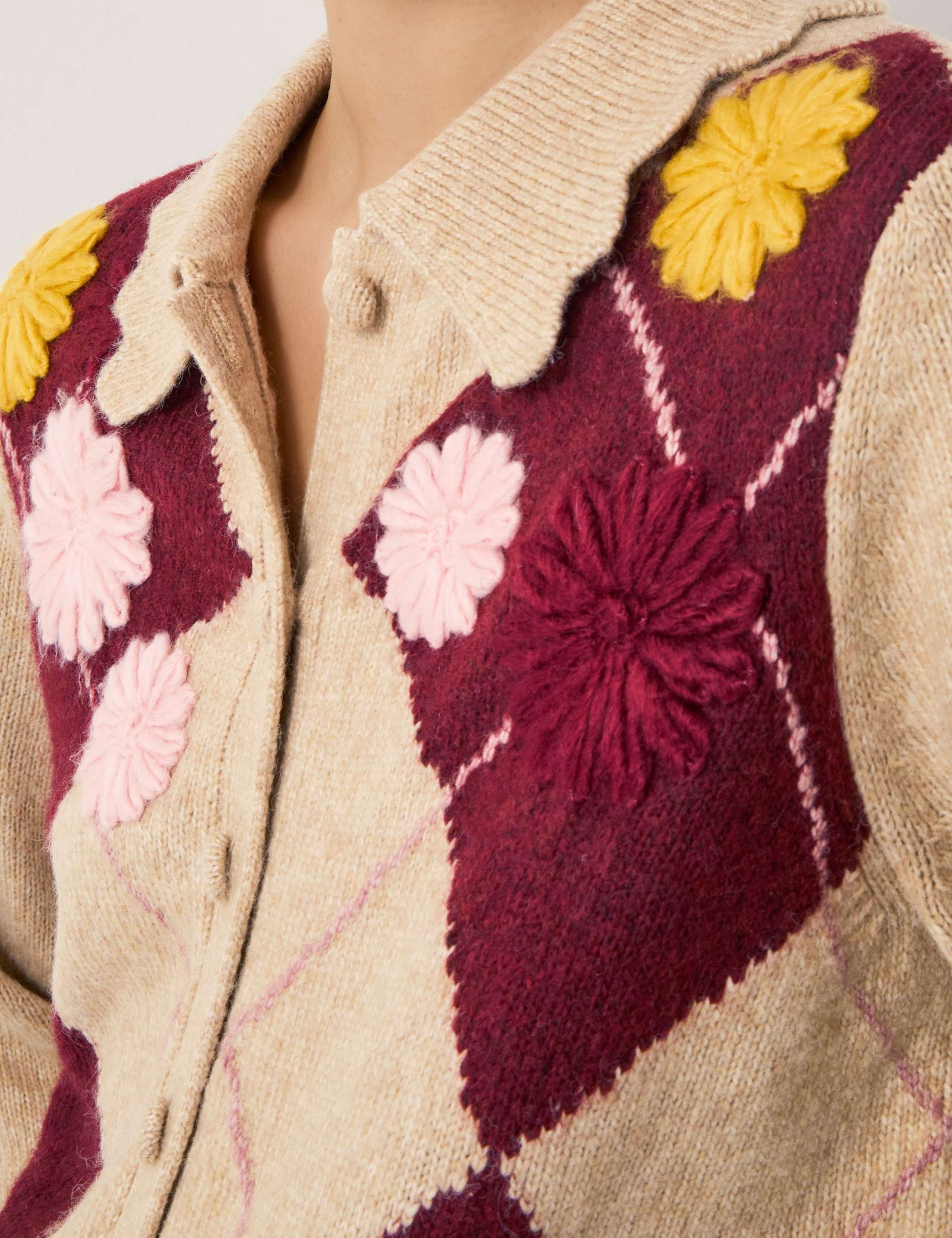 Floral Argyle Collared Cardigan 3 of 5