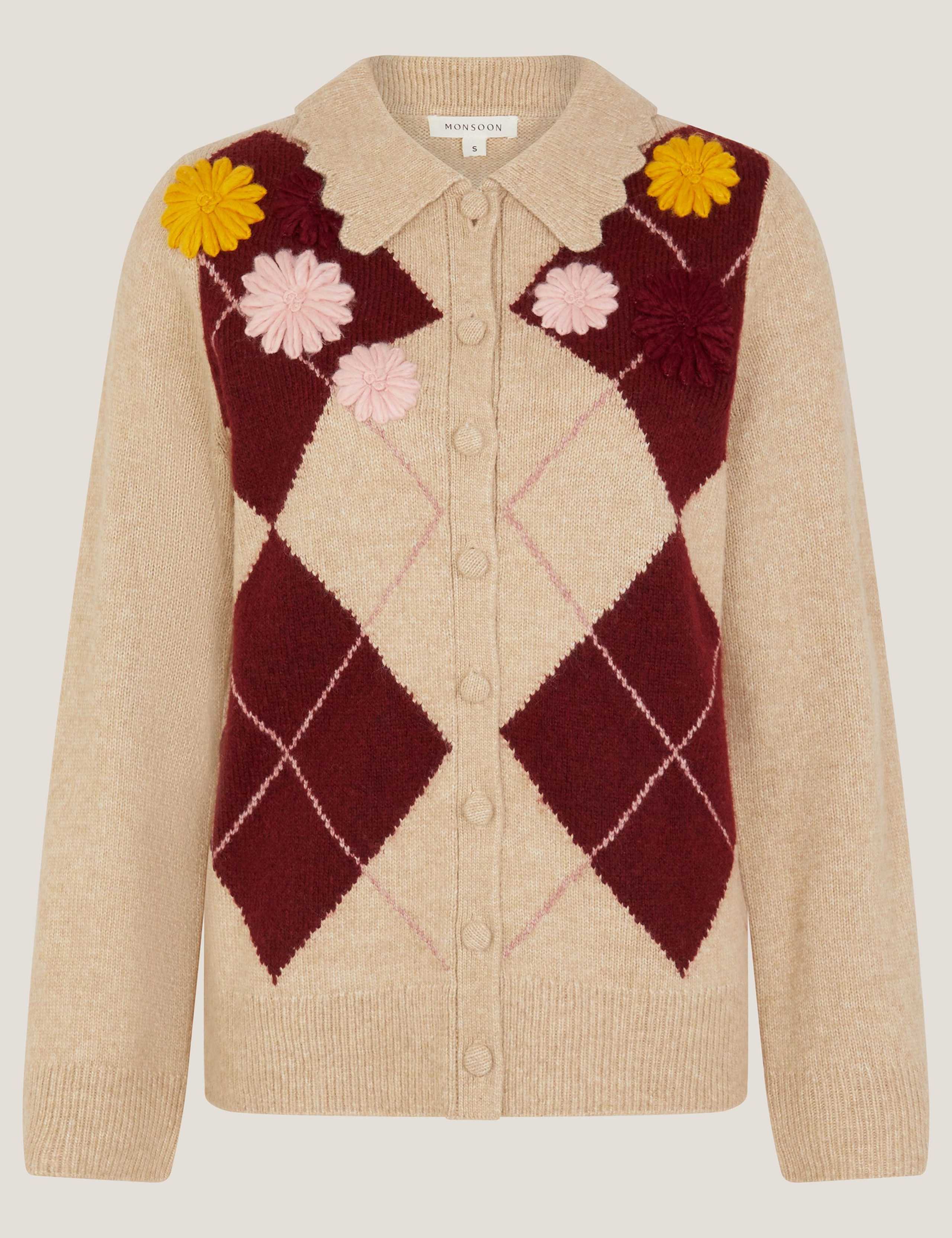 Floral Argyle Collared Cardigan 2 of 5
