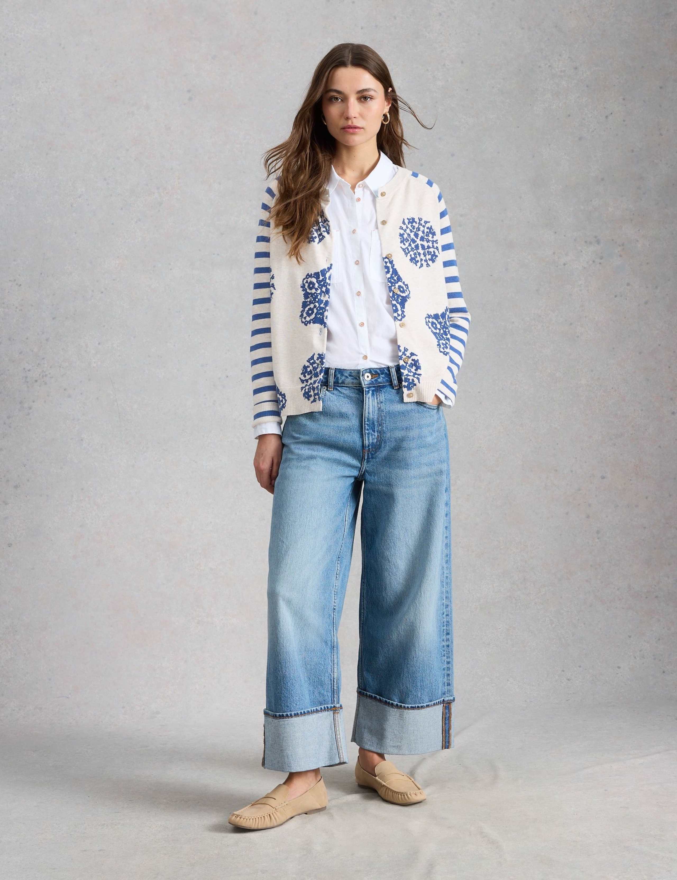 Pure Cotton Printed Crew Neck Cardigan 1 of 6