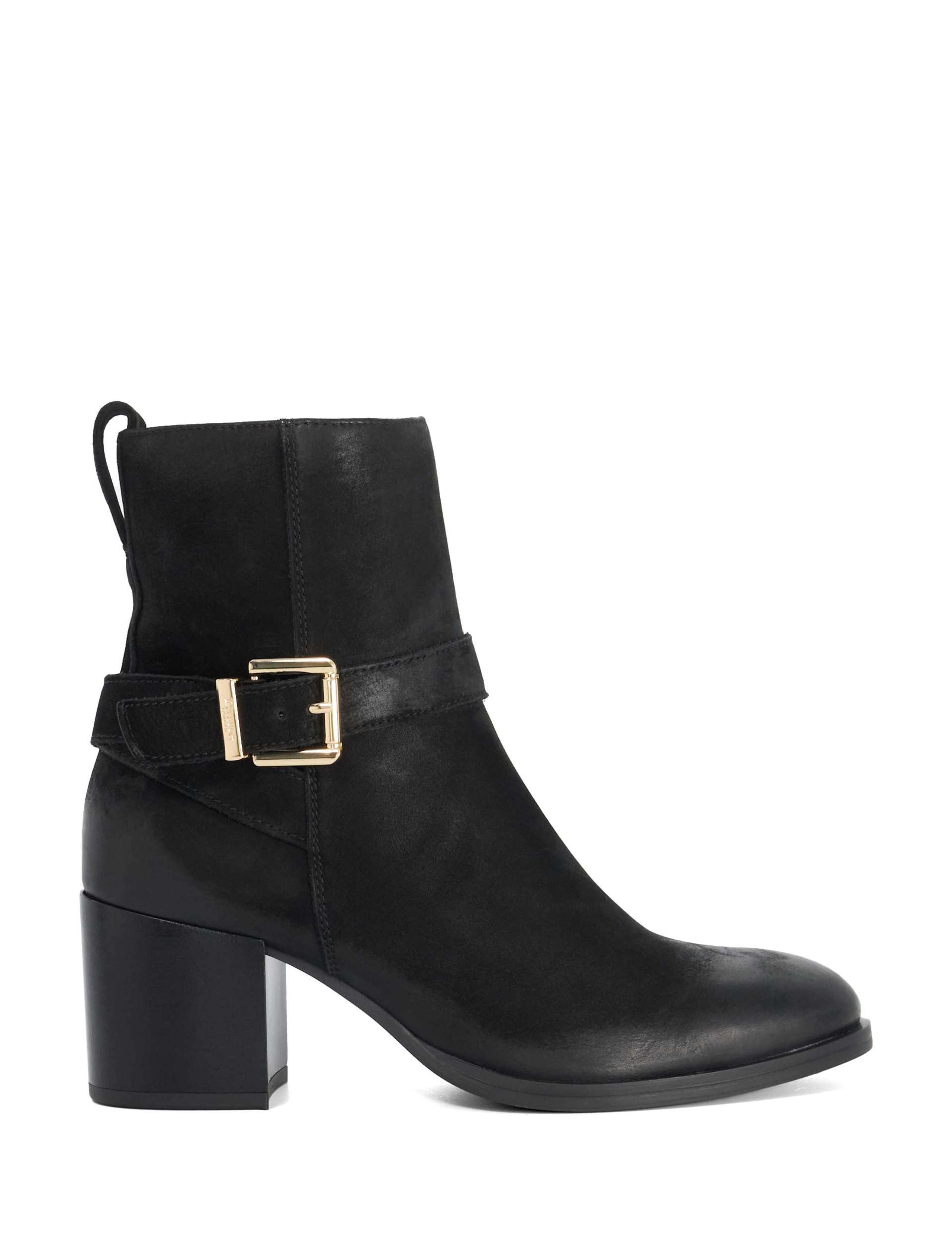 Leather Buckle Block Heel Ankle Boots 1 of 5