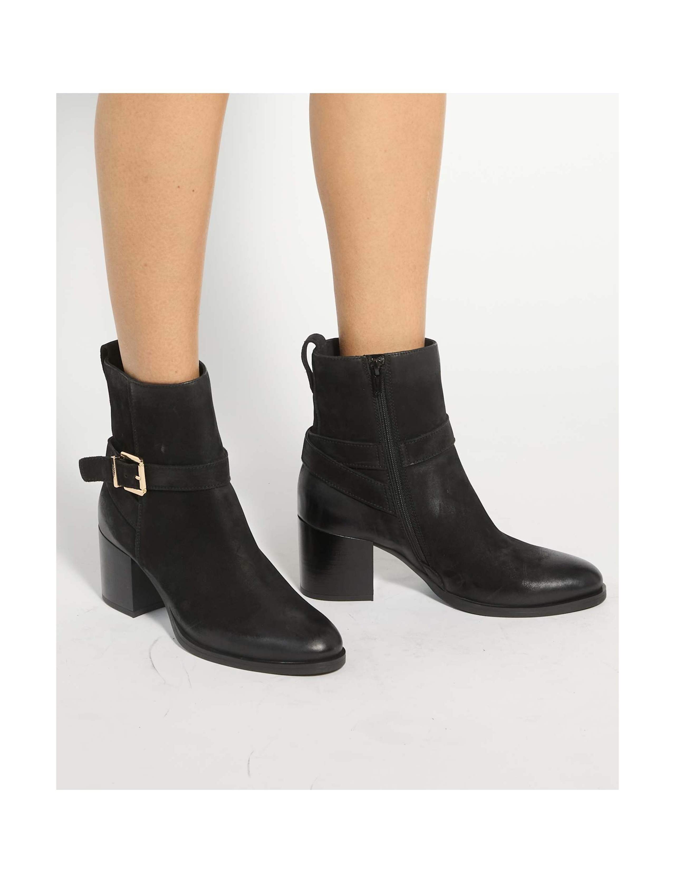 Leather Buckle Block Heel Ankle Boots 3 of 5