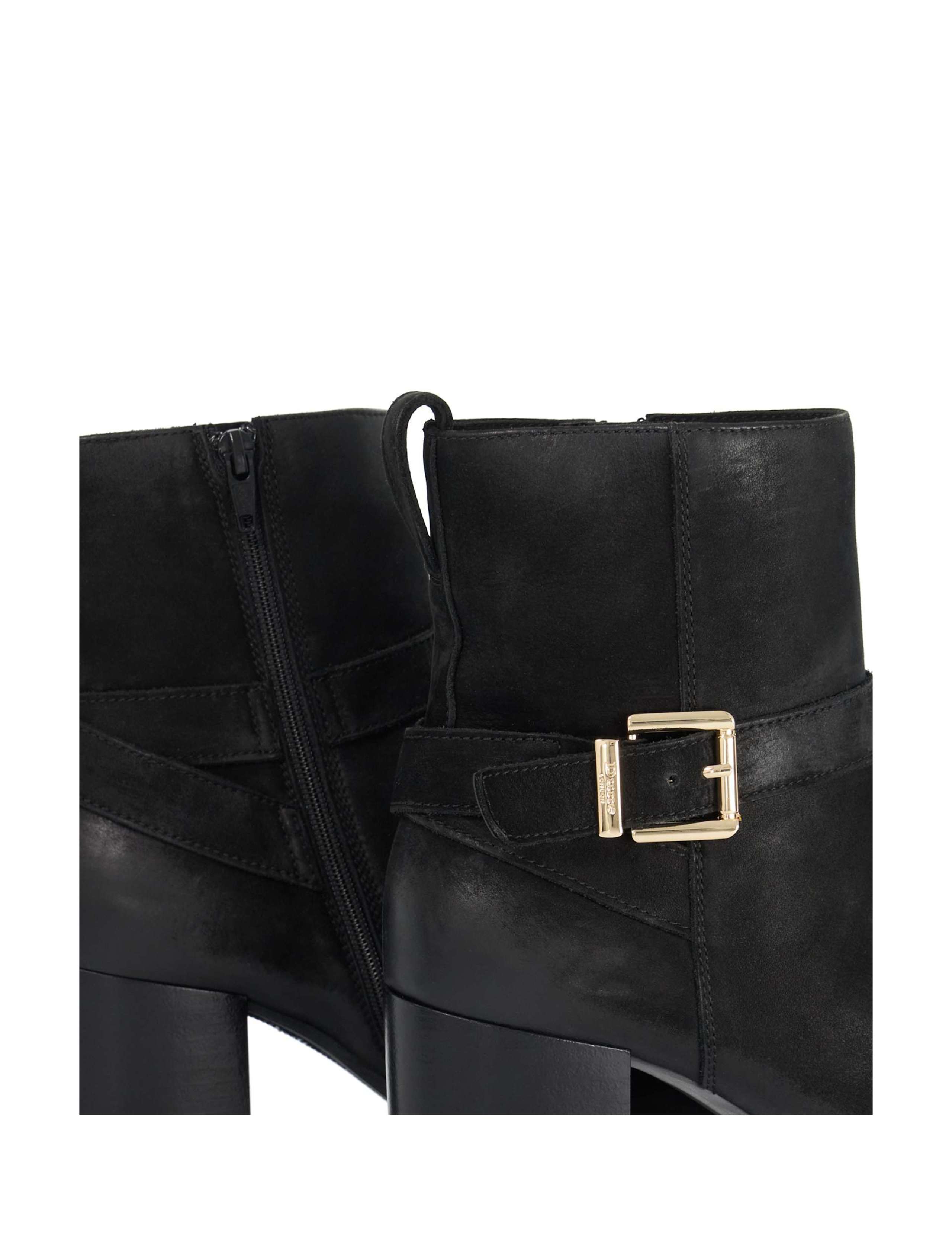 Leather Buckle Block Heel Ankle Boots 4 of 5