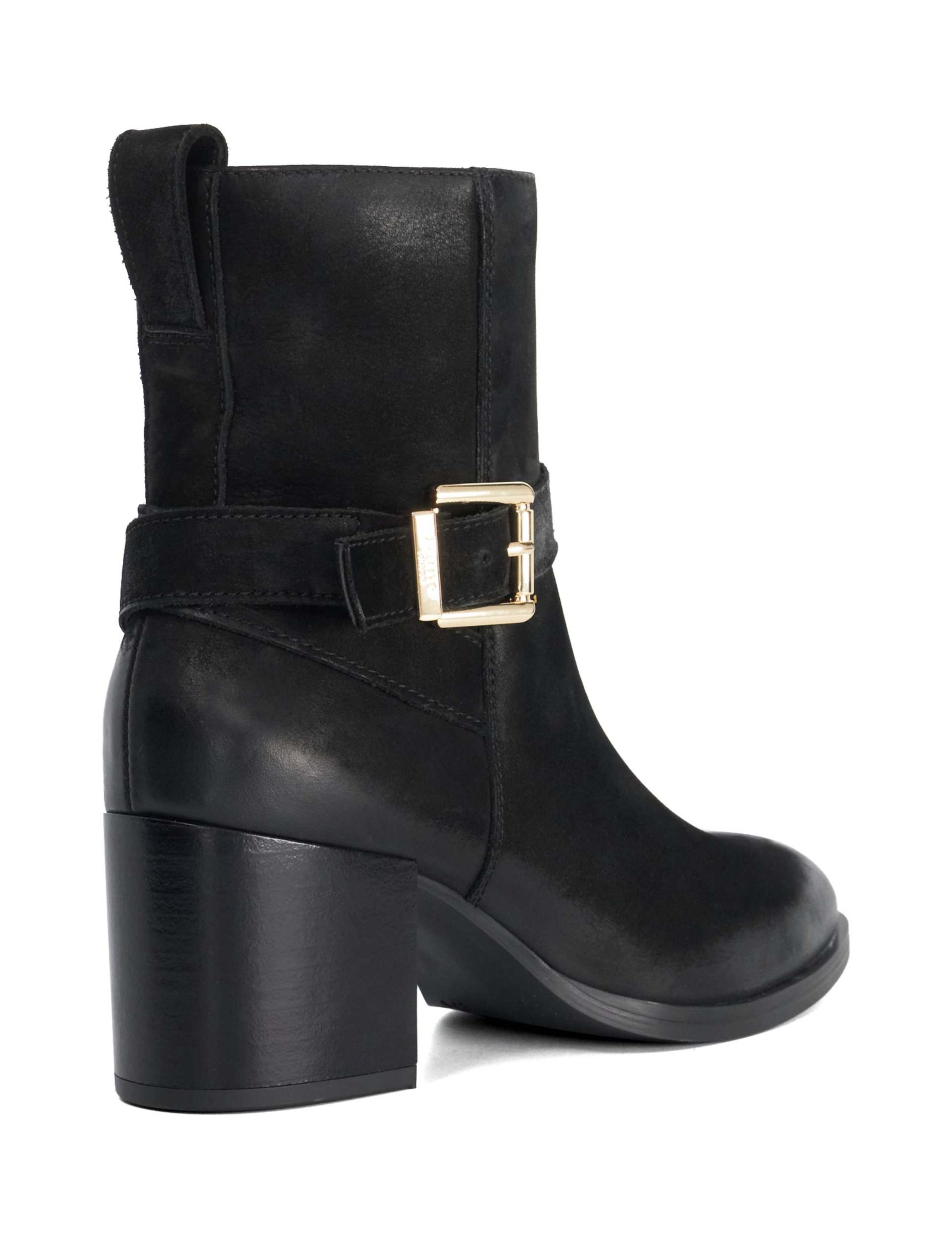 Leather Buckle Block Heel Ankle Boots 5 of 5