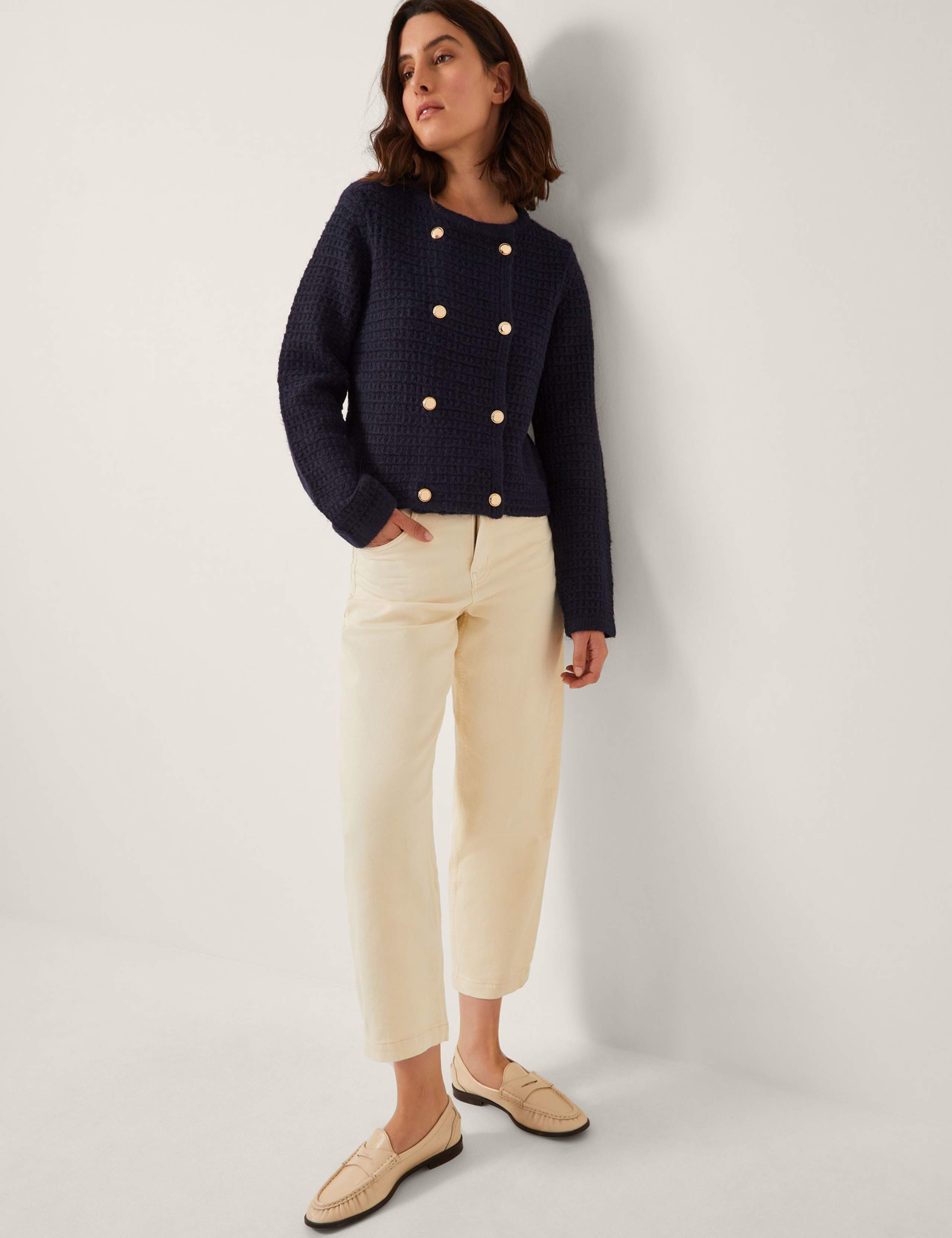 Waffle Knit Button Detail Cardigan 3 of 5