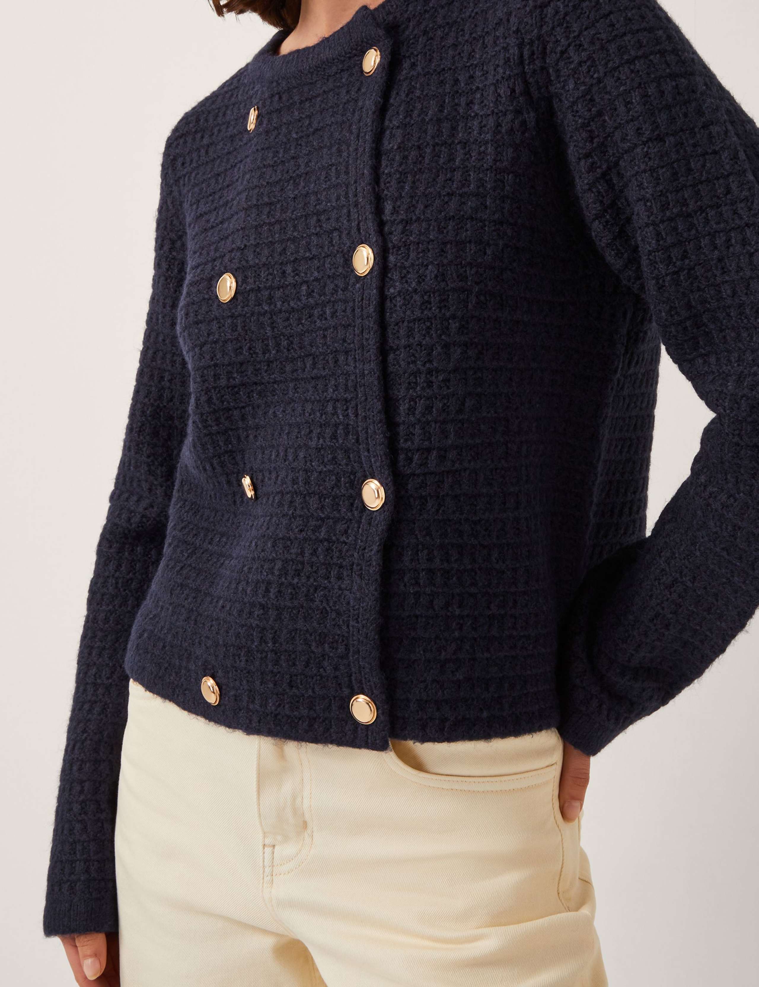 Waffle Knit Button Detail Cardigan 5 of 5