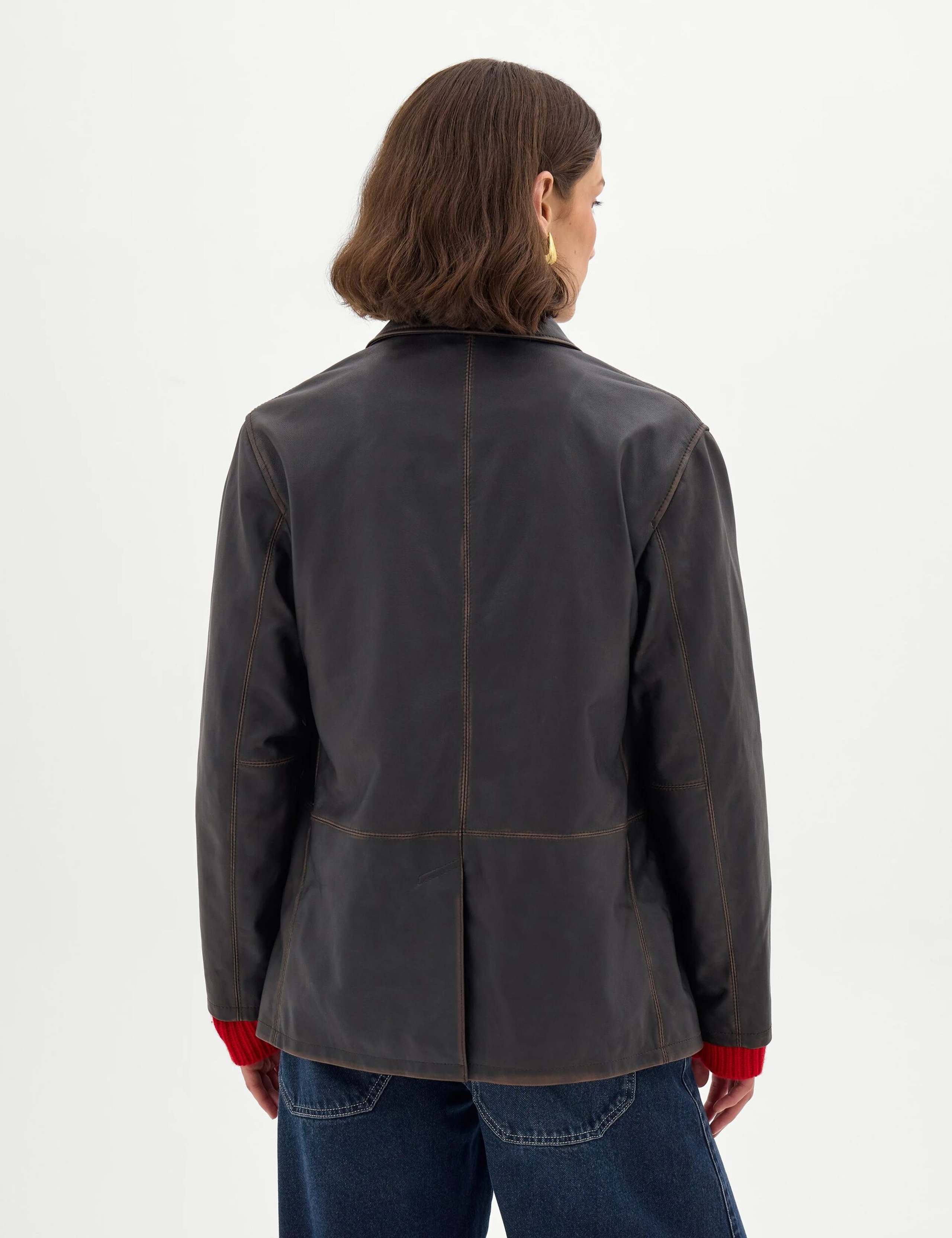 Leather Relaxed Fit Blazer 3 of 5