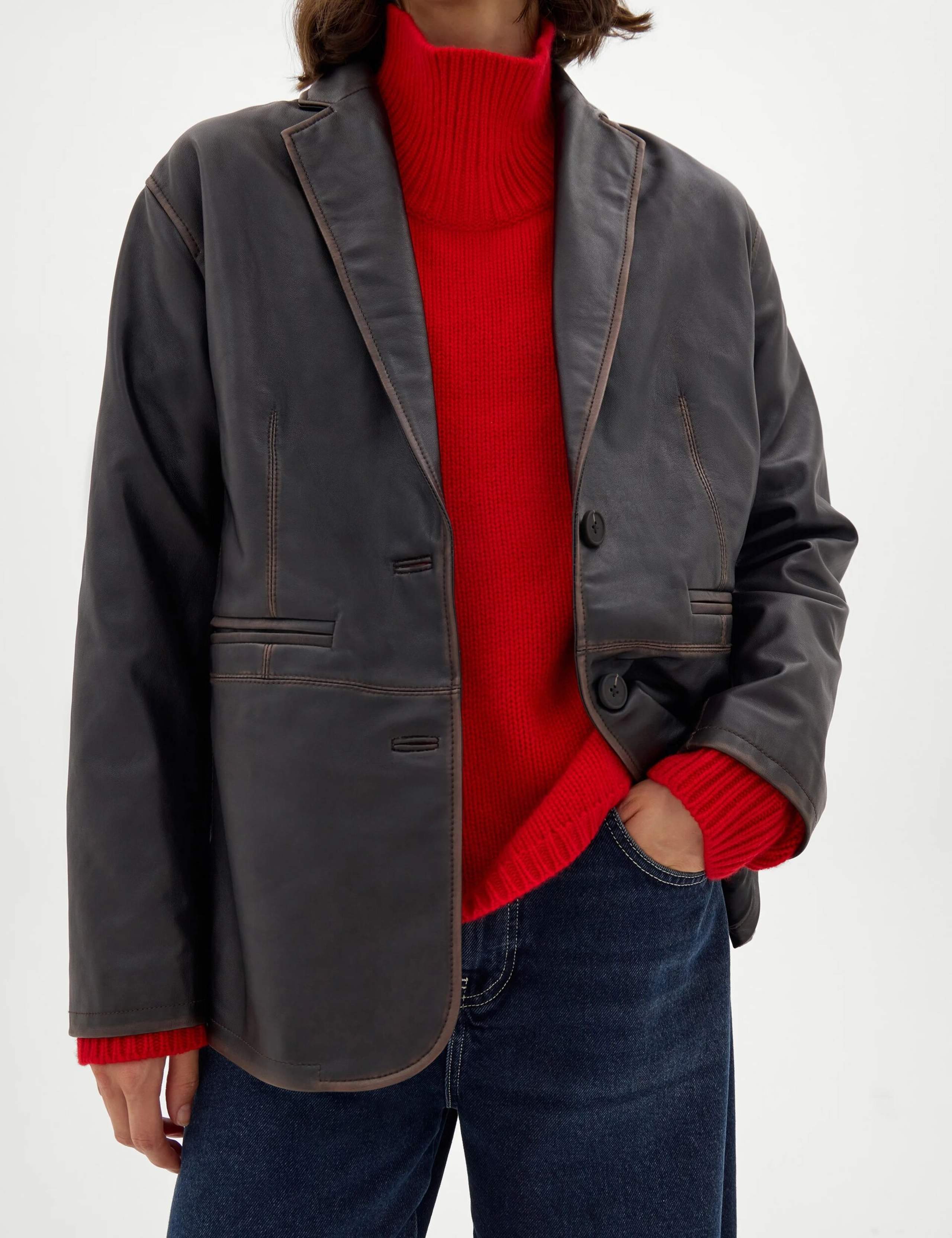 Leather Relaxed Fit Blazer 5 of 5