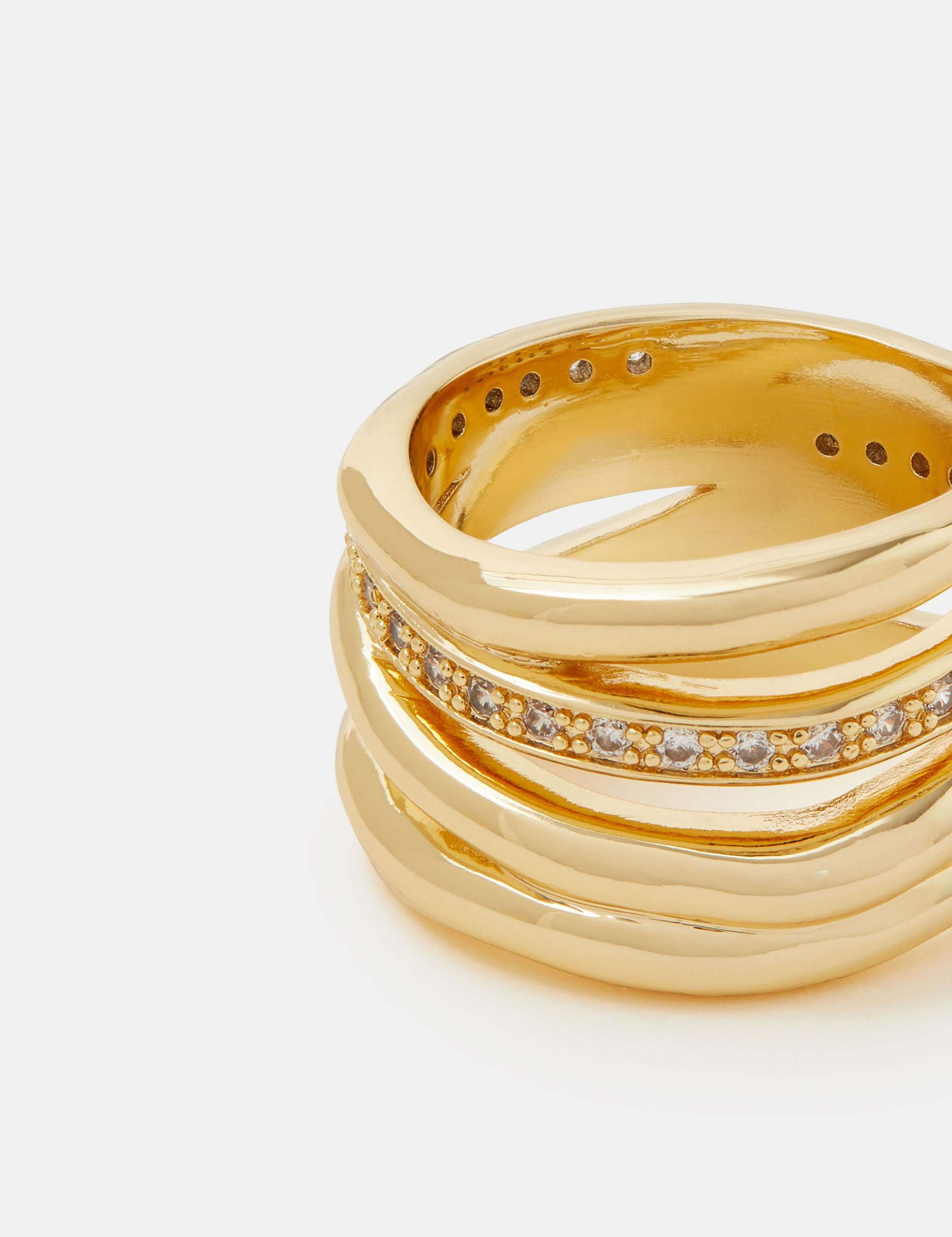 Gold Tone Molten Stacked Ring 2 of 2