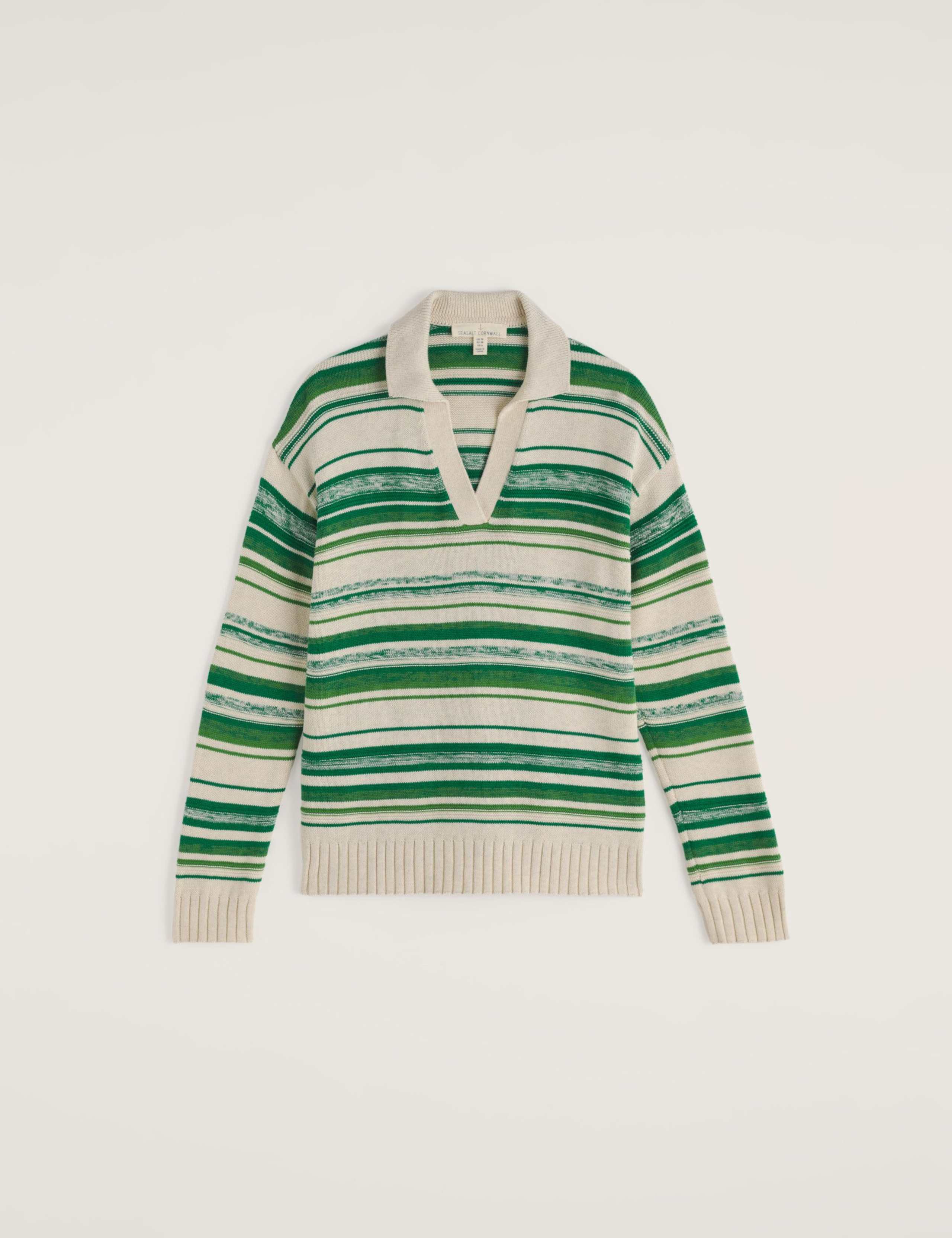 Pure Cotton Striped Collared Relaxed Jumper 2 of 5