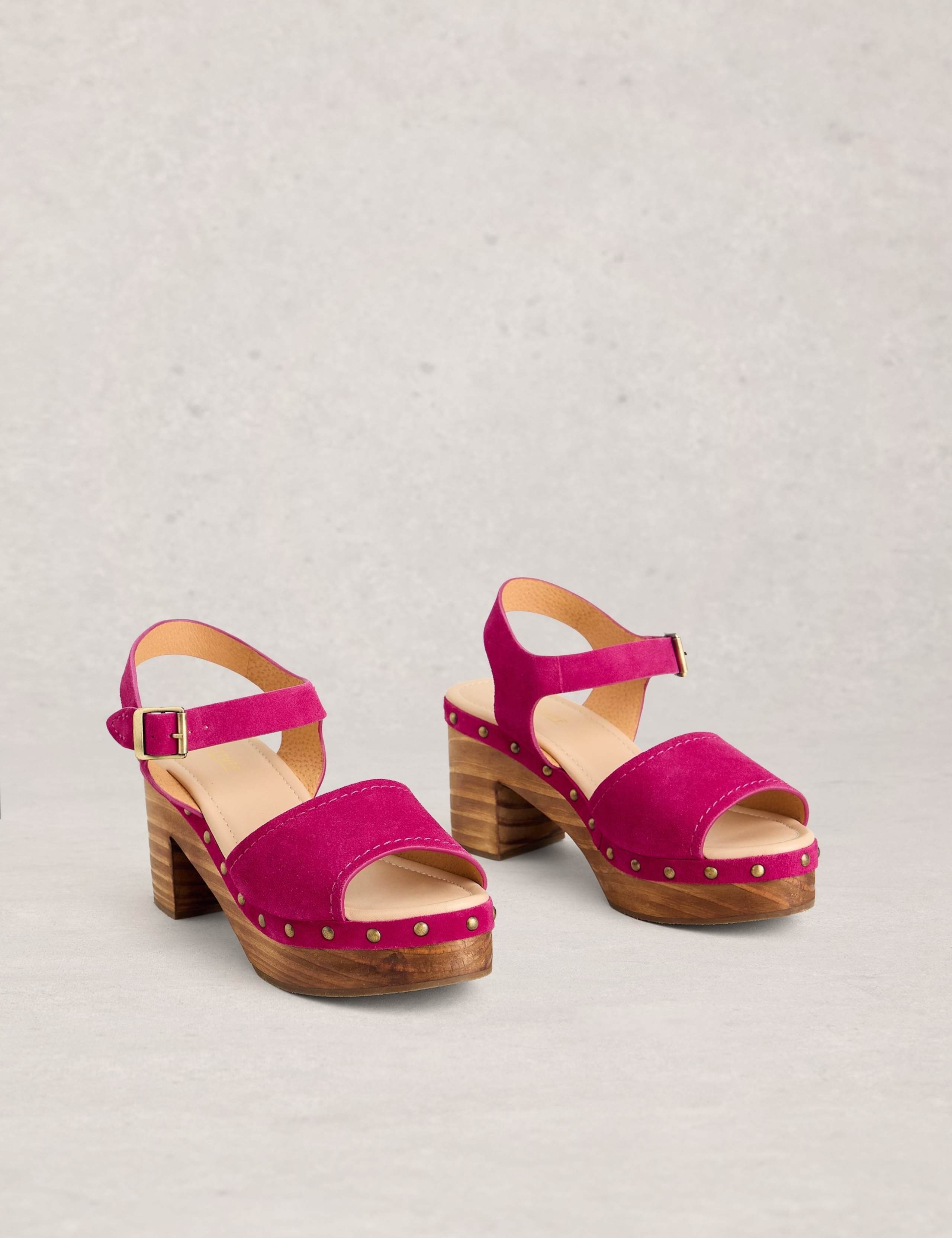 Suede Platform Open Toe Clogs 2 of 4