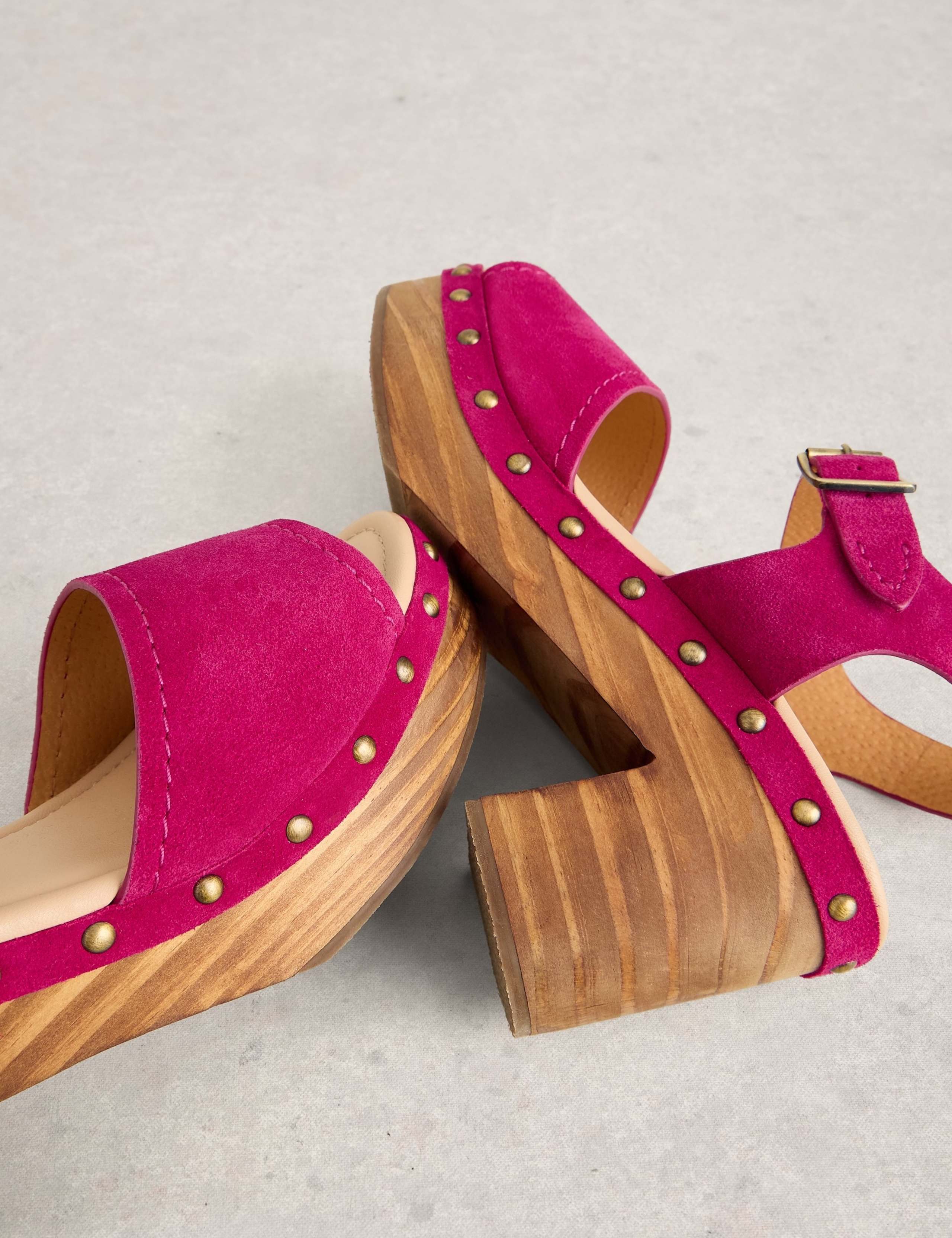 Suede Platform Open Toe Clogs 4 of 4